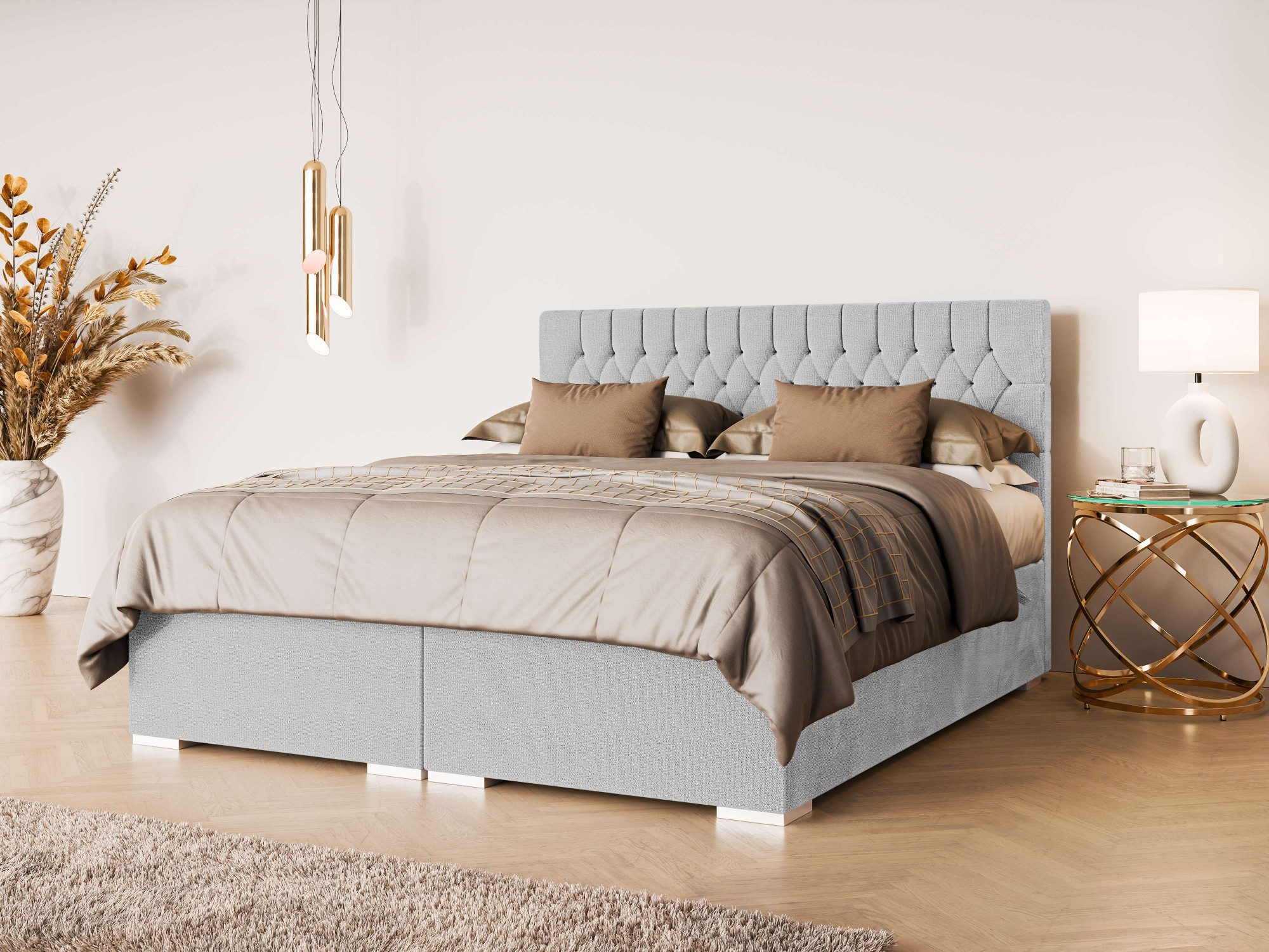 Leonique Polsterbett ALIY mit Matratze und Topper, in 3 Breiten (140, 160 und 180 cm), Boxspringbett mit Kopfteil, Bettkasten, Matratze (BFK/TFK) und Topper