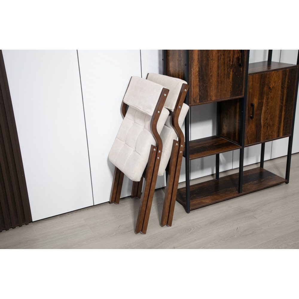 BBWL Klappstuhl mit Polster 2er Set Holz gepolsterte Faltstühle Esszimmerstuhl, klappbar Samt Sitzfläche ohne Montage für Küche Party Gäste – Bild 2 von 5
