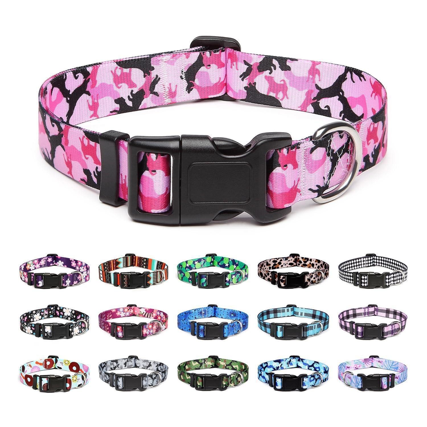 LuxusKollektion Hunde-Halsband Hundehalsband verstellbar Camouflage-Pink XS, Textil