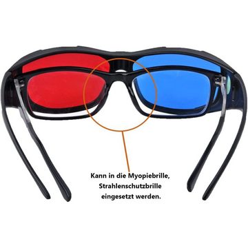 GelldG 3D-Brille 3D-Anaglyphenbrille für TV oder PC-Spiele (rot/blau)