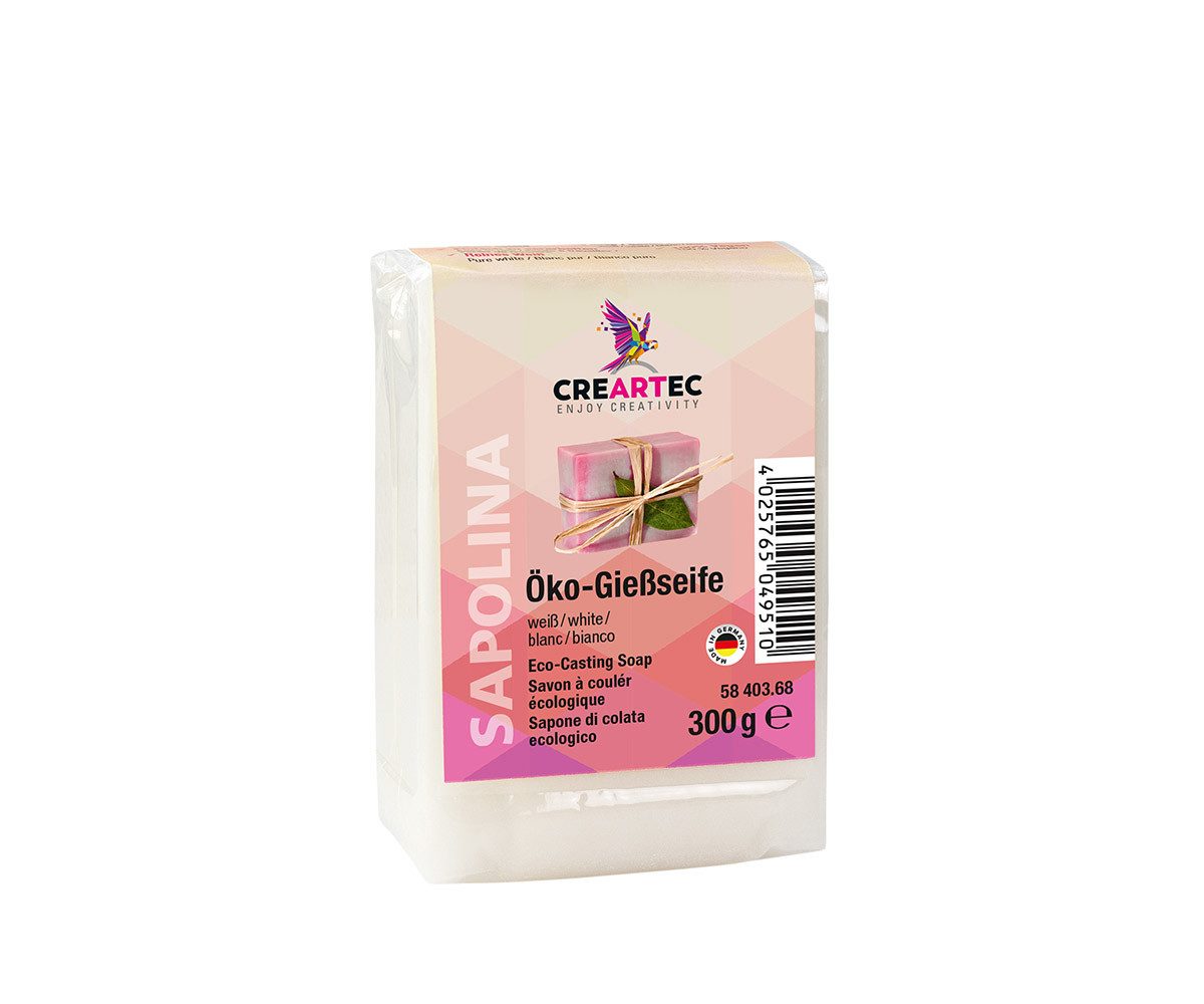CREARTEC Rohseife Öko-Gießseife in Weiß - 300g - für die eigene Seifenherstellung, mit Duftölen und Farben mischbar - Made in Germany