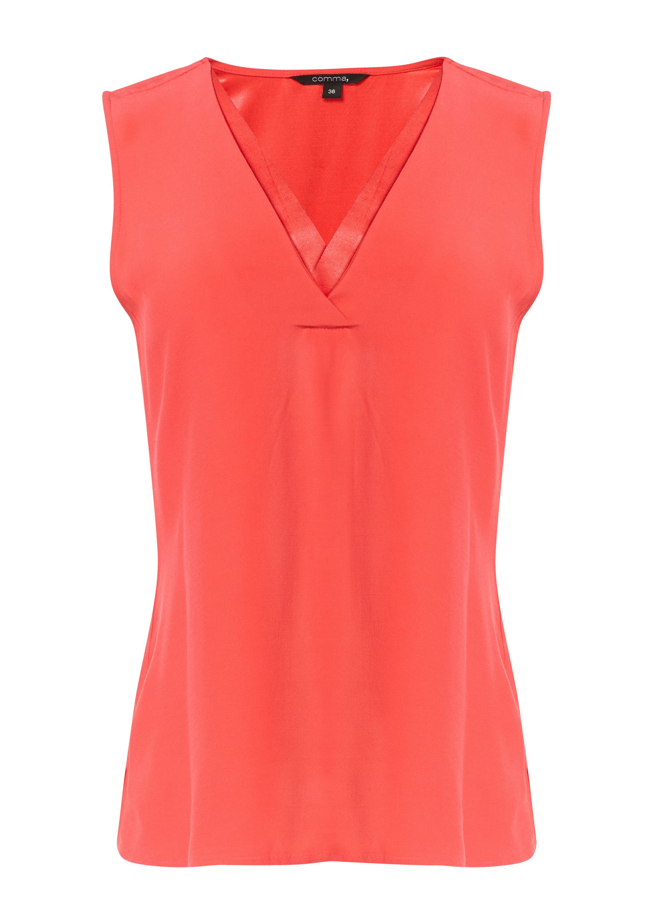 comma Blusentop Bluse V-Neck-Top aus Crêpe