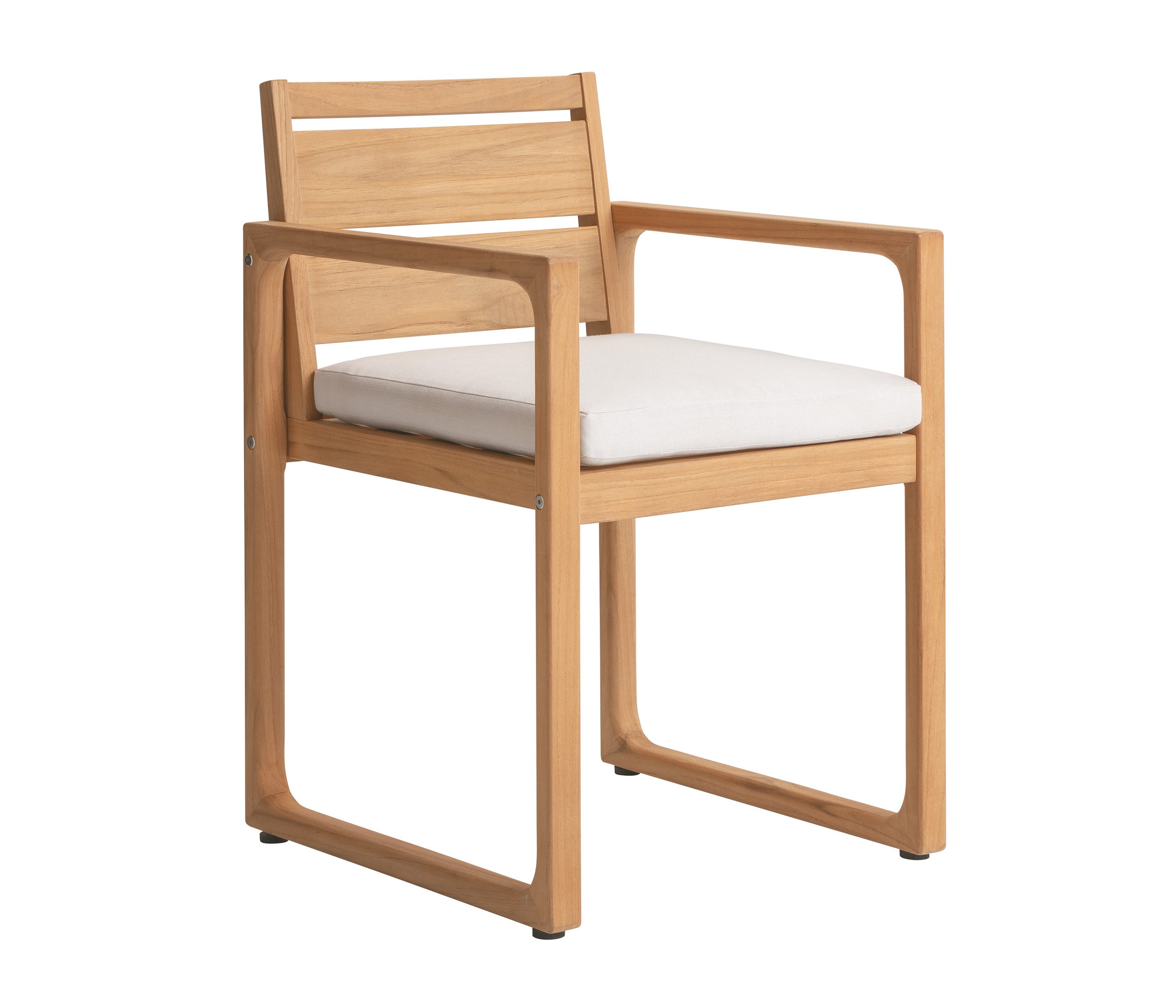 Dehner Gartenstuhl Port-au-Prince, Sitzfläche 45 x 48 cm, braun/ beige, moderner Holzstuhl mit Armlehne und wasserabweisendem Polster