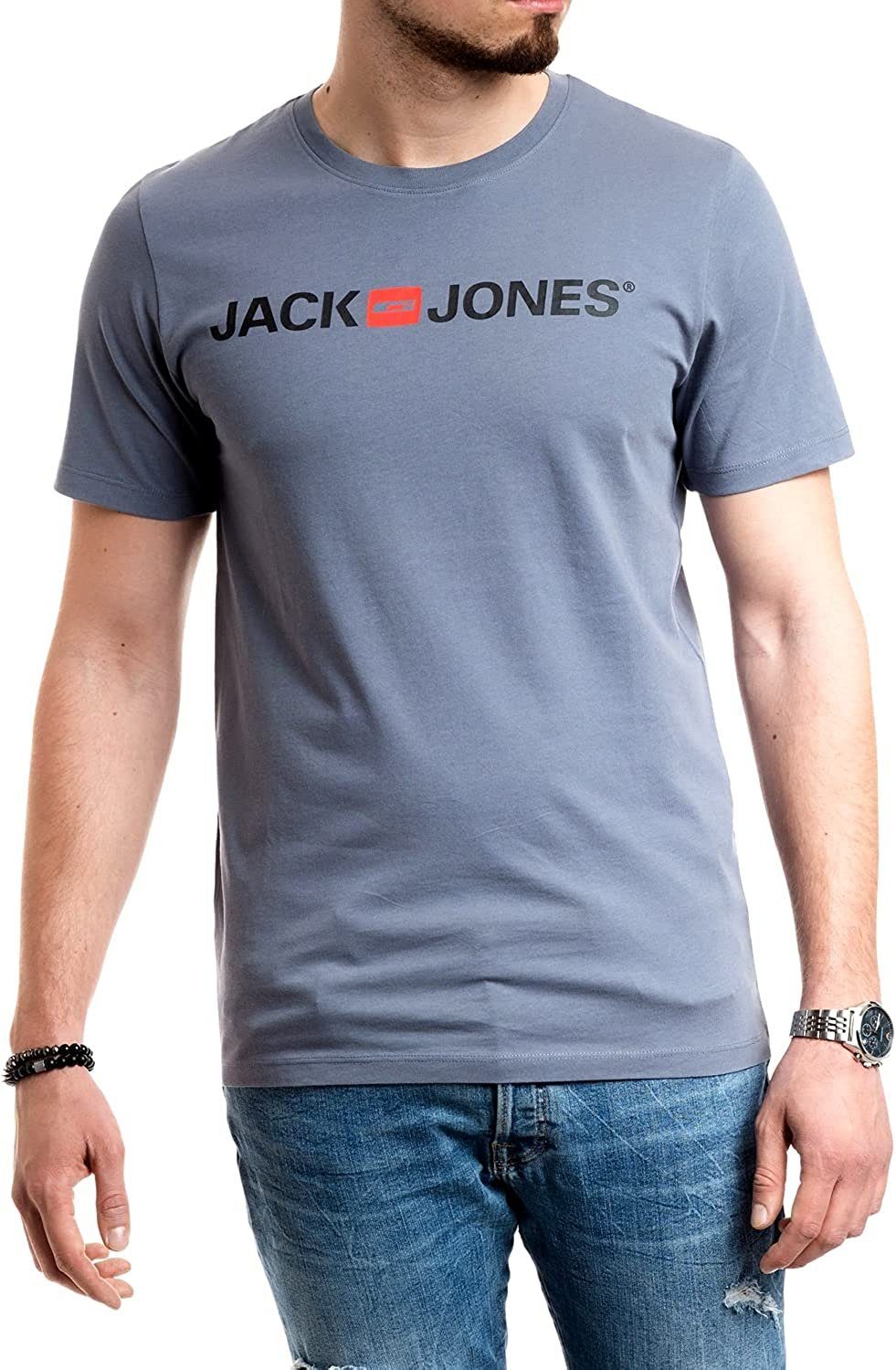 Jack & Jones Print-Shirt mit Rundhalsausschnitt, aus Baumwolle China Blue