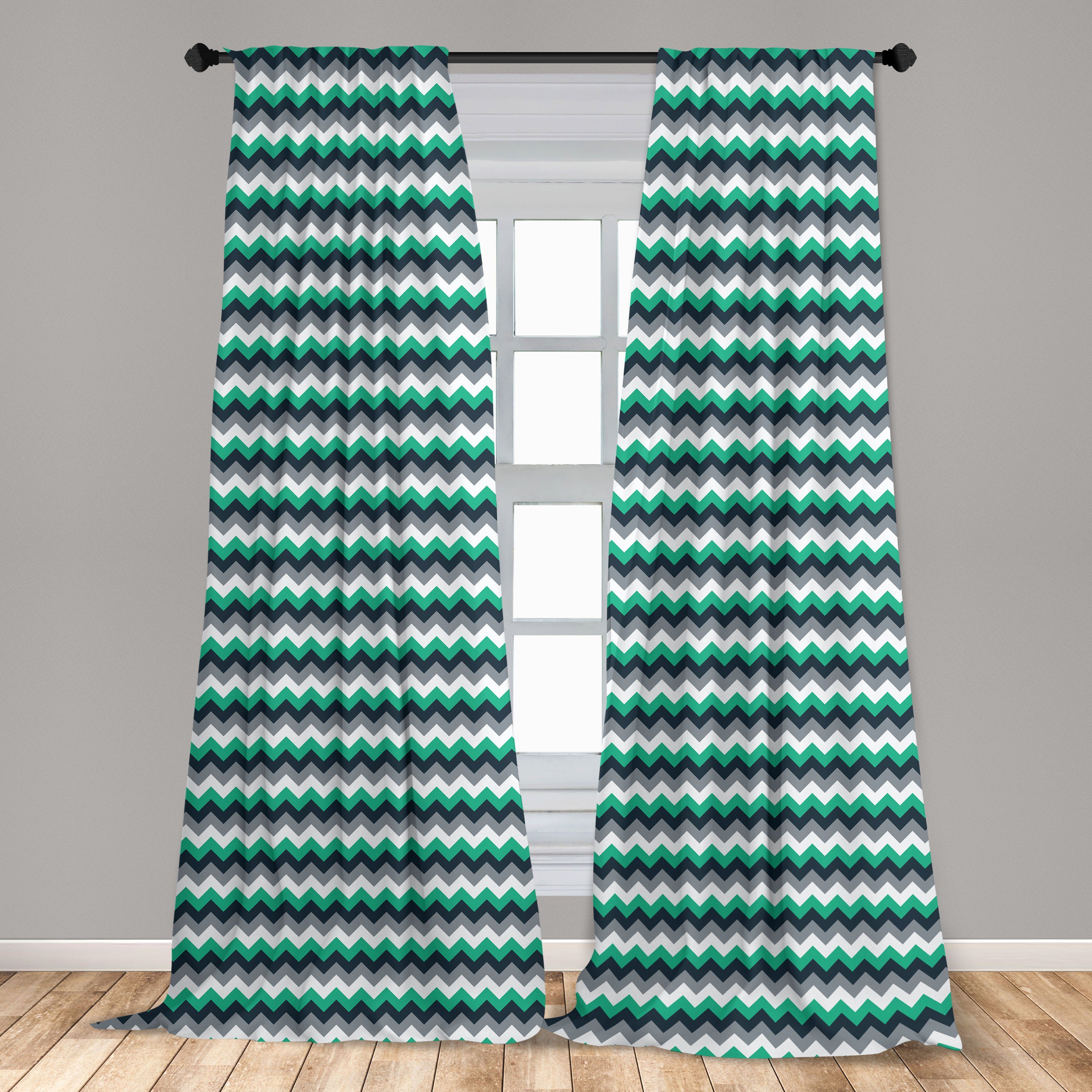 Gardine Vorhang für Streifen Abakuhaus, Symmetrische Dekor, Microfaser, Winkel Pfeile Wohnzimmer Schlafzimmer