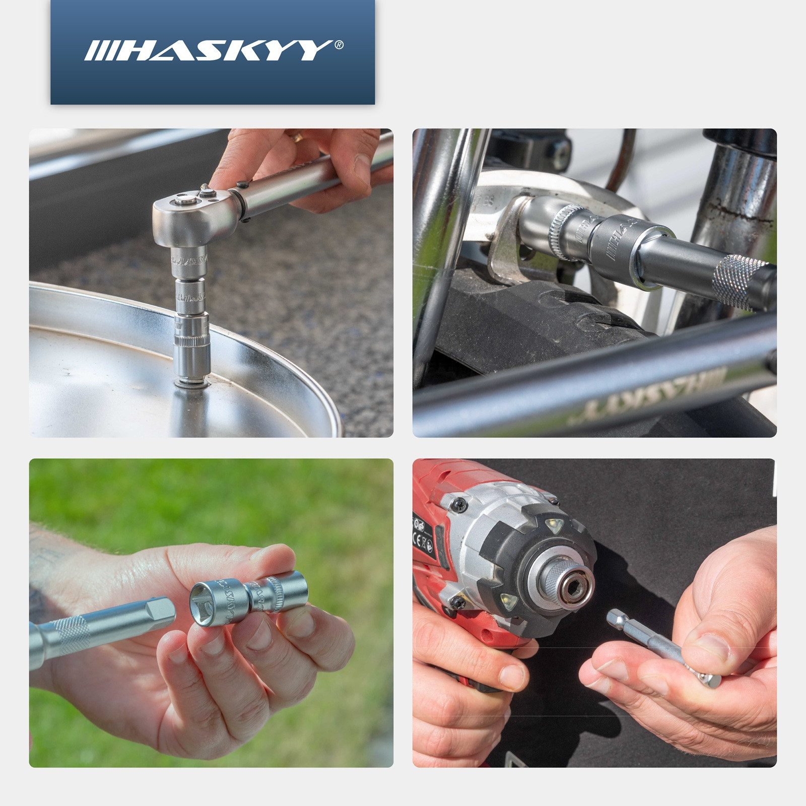 HASKYY Stecknüsse Schlagschrauber Stecknuss Adapter Set 1/4" 3/8" 1/2" 3/4" Steckschlüss – Bild 4 von 5