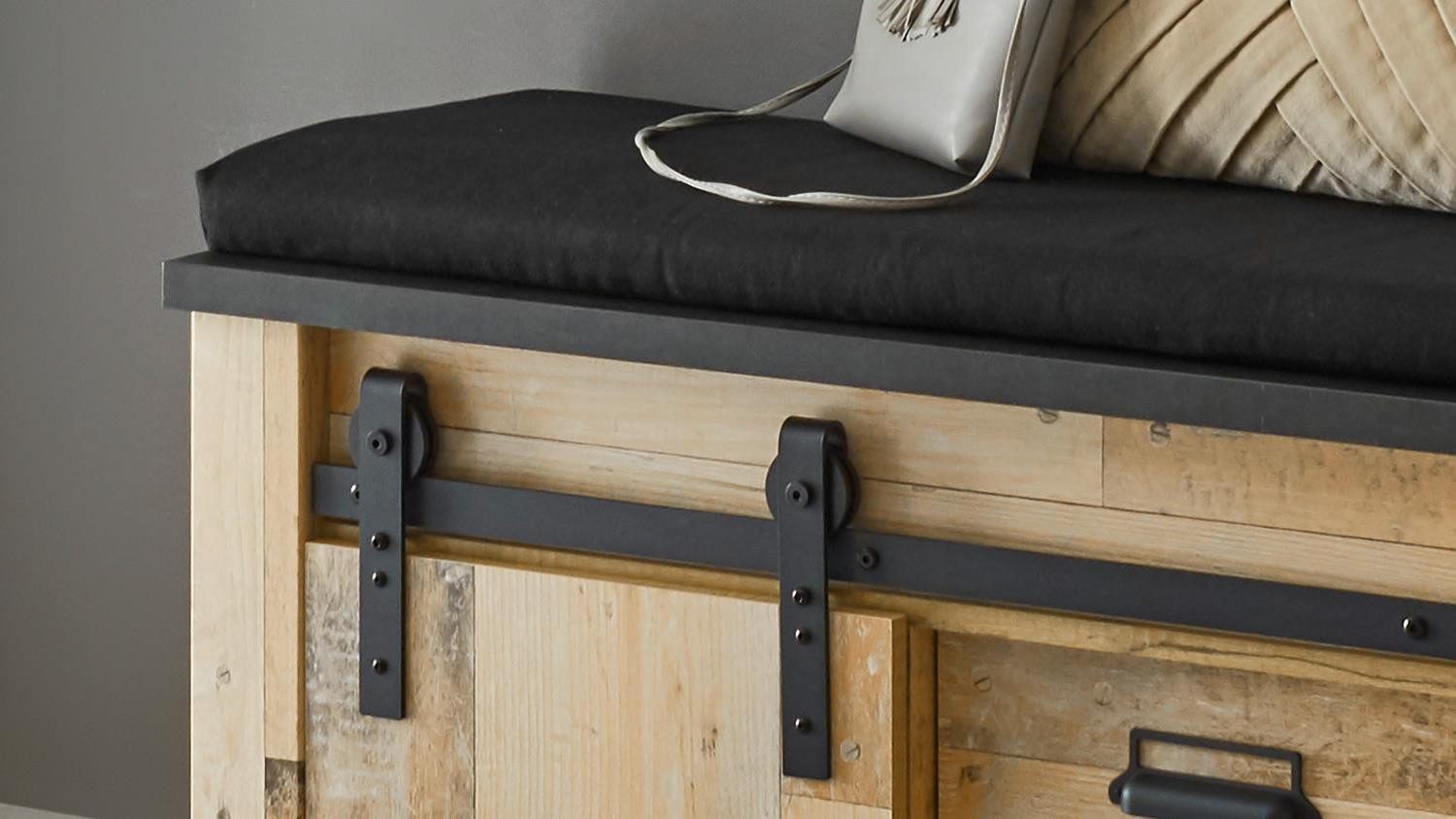 Möbel Akut Sitzbank Bank Sherwood 79 Old Style hell anthrazit mit Sitzkissen 93 cm