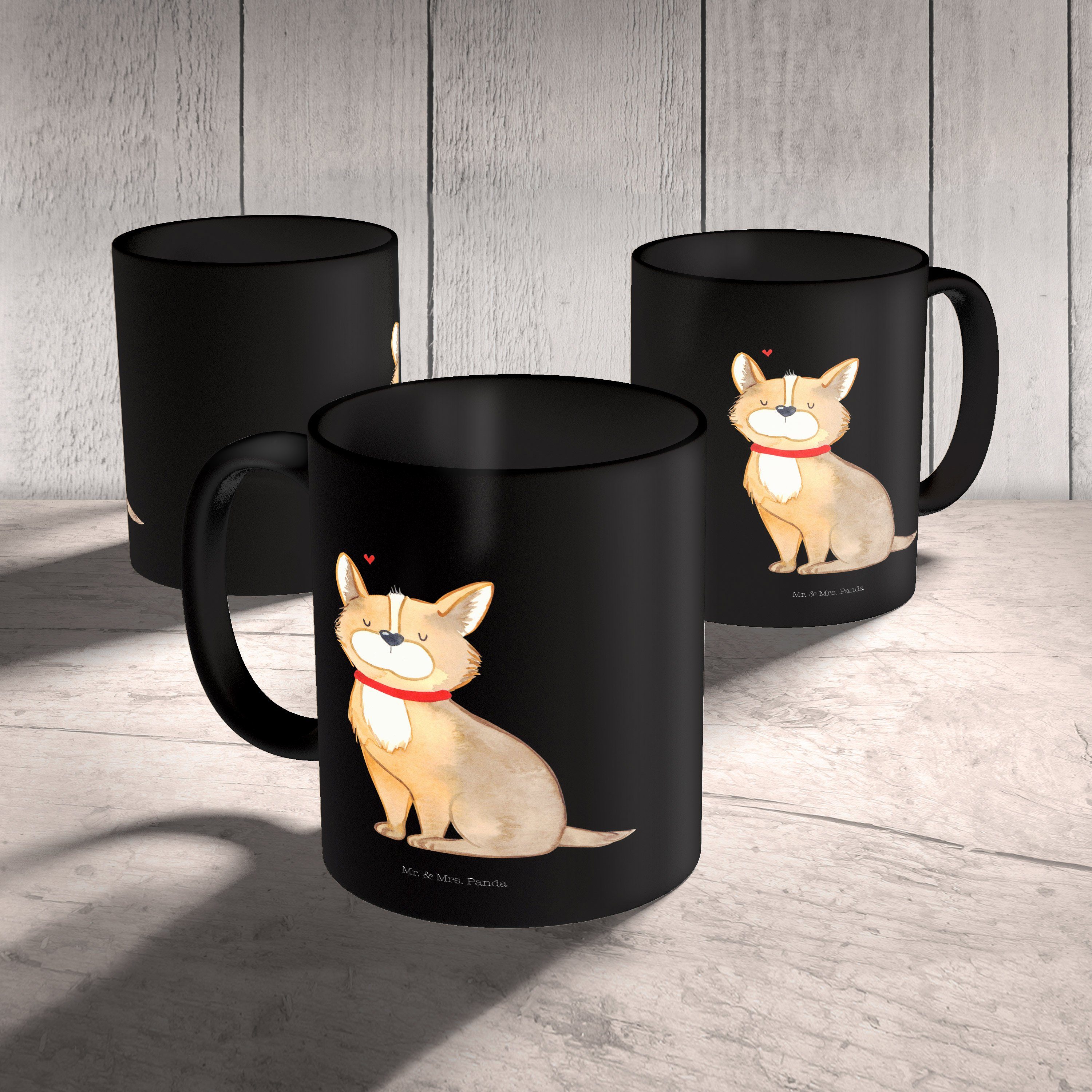 Panda Geschenk, - Schwarz Tasse Haustier, Kaffeetasse, Hundeglück & - Mr. Keramik Schwarz Mrs. Hundebesitzer,