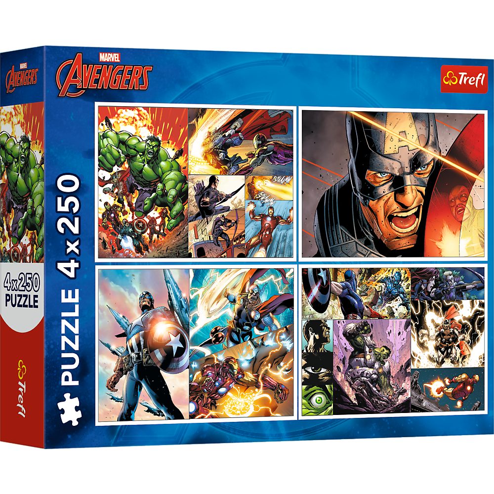 Trefl Puzzle Trefl,Disney Marvel Die Avengers, 4x250 Teile Puzzle, 250 Puzzleteile