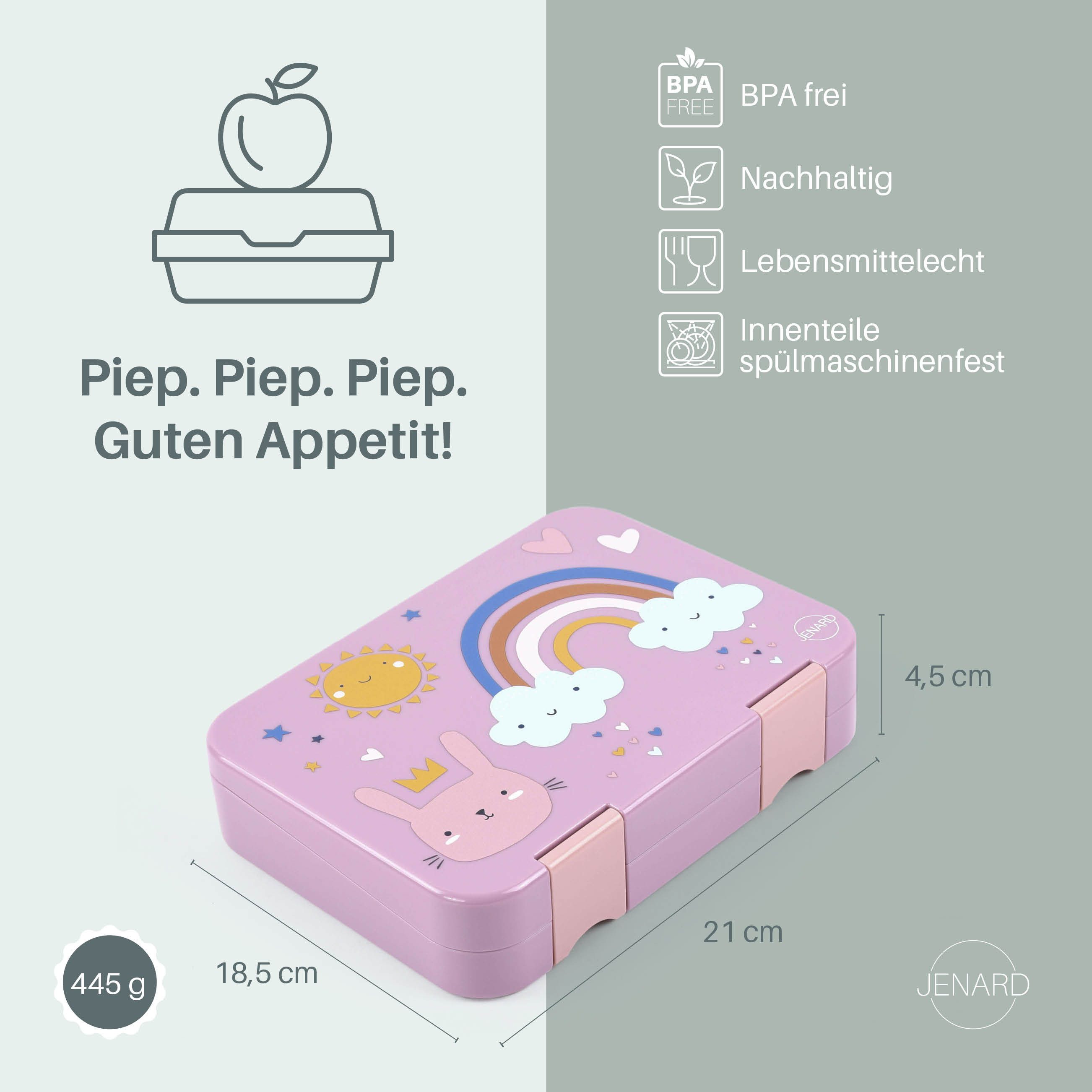JENARD Lunchbox JENARD Brotdose Kinder Bento Box mit herausnehmbaren Fächern, auslaufsicher, robust, BPA-frei, lebensmittelecht, leicht zu öffnen