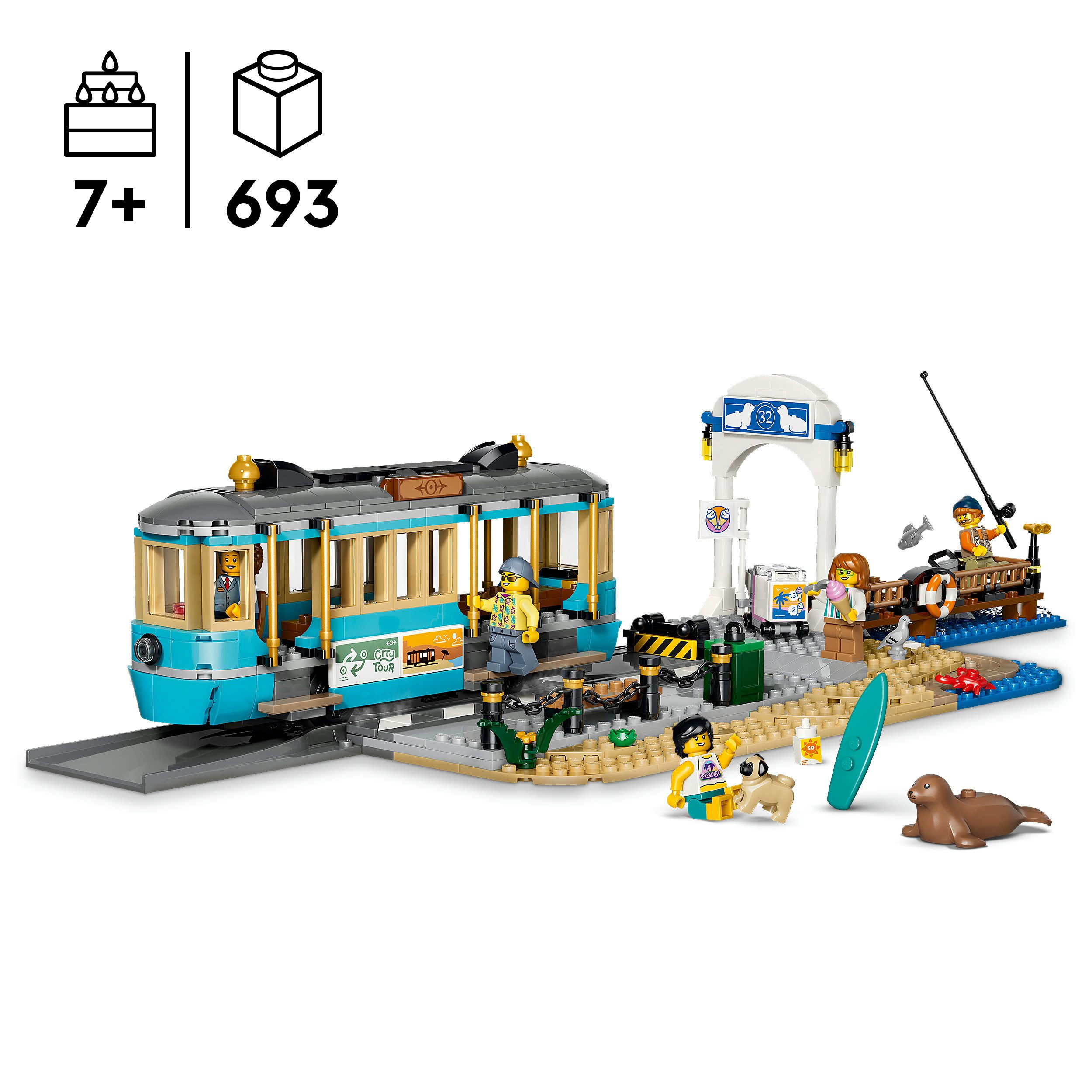 LEGO® Klassische Strandstraßenbahn (60506), LEGO City Konstruktionsspielsteine, (693 St), Made in Europe – Bild 3 von 5