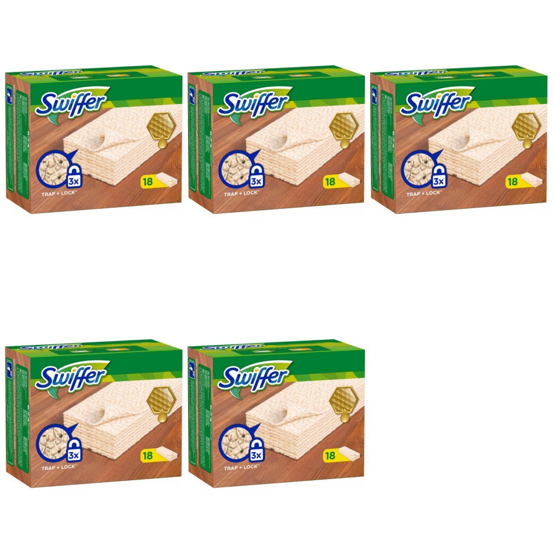 Swiffer Parkett 5 x Swiffer Parkett Tuch Nachfüller 18er