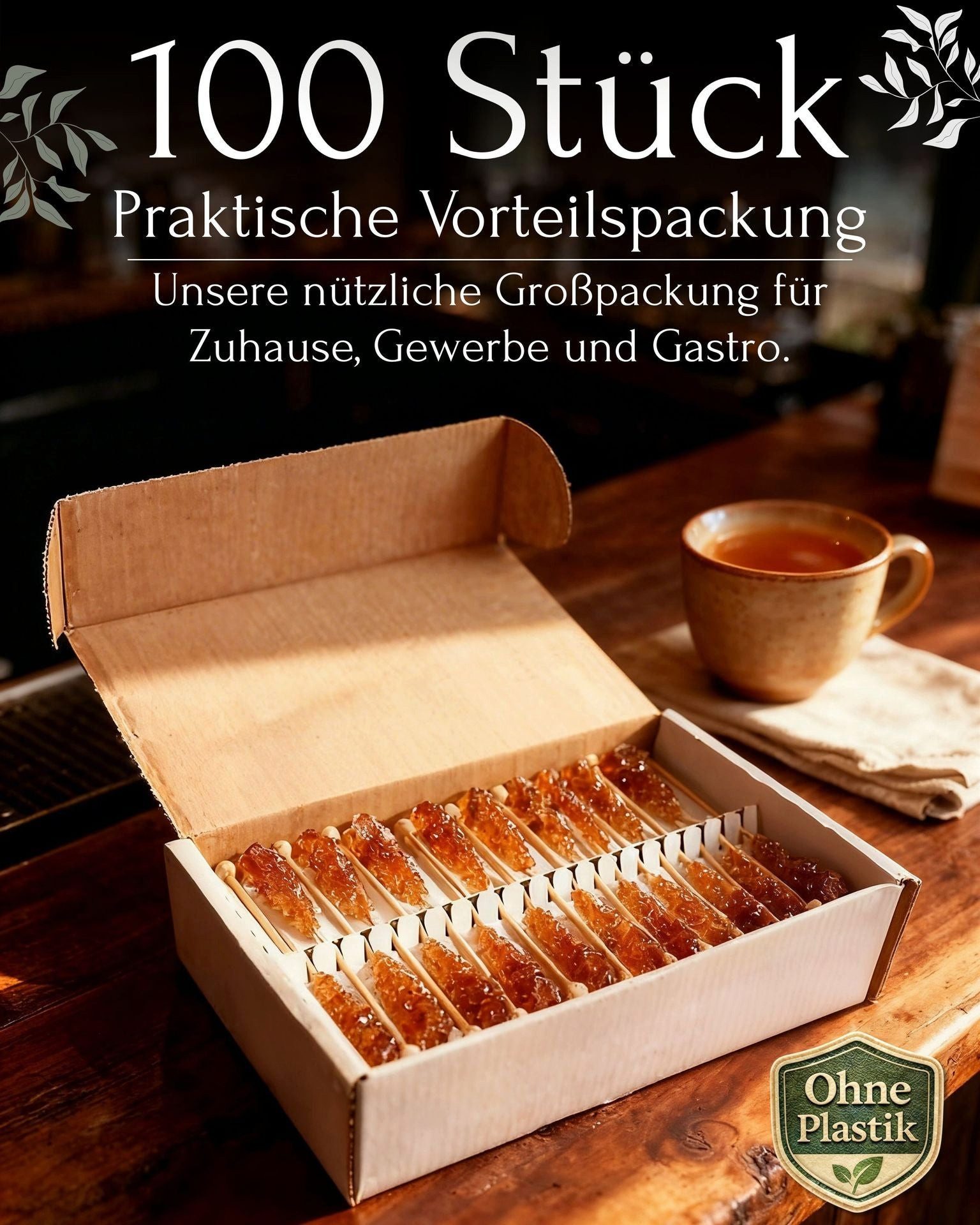 100years Süßungsmittel 100years - Premium Kandissticks braun – Bild 4 von 5