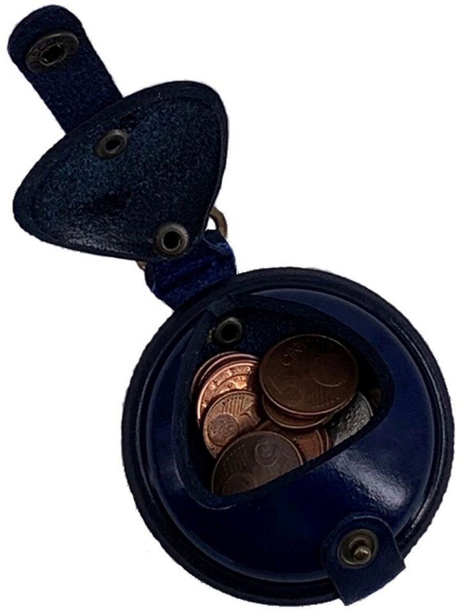 Mika Gürteltasche Schlüsselanhänger / Kleingeldbörse klein Sattelleder 7cm blau
