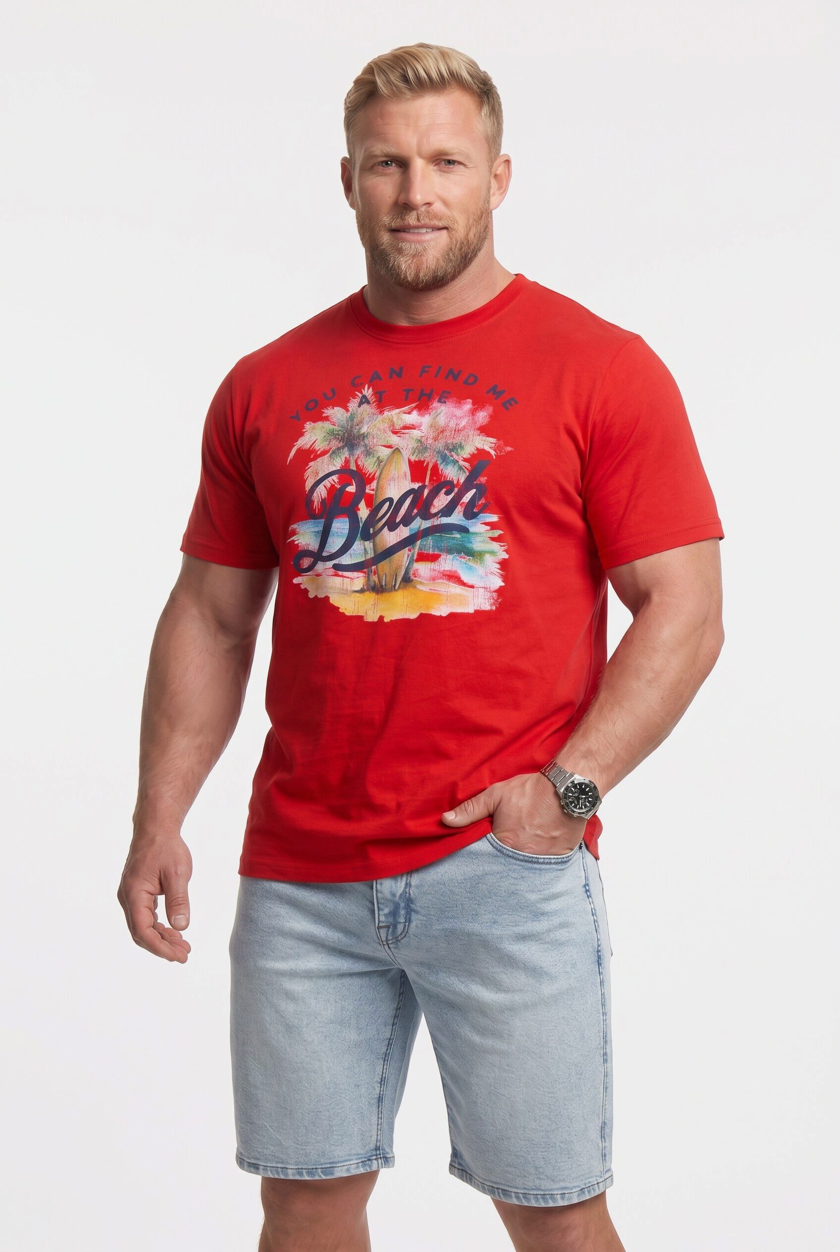 Men Plus T-Shirt T-Shirt Halbarm Brustprint bis 8 XL