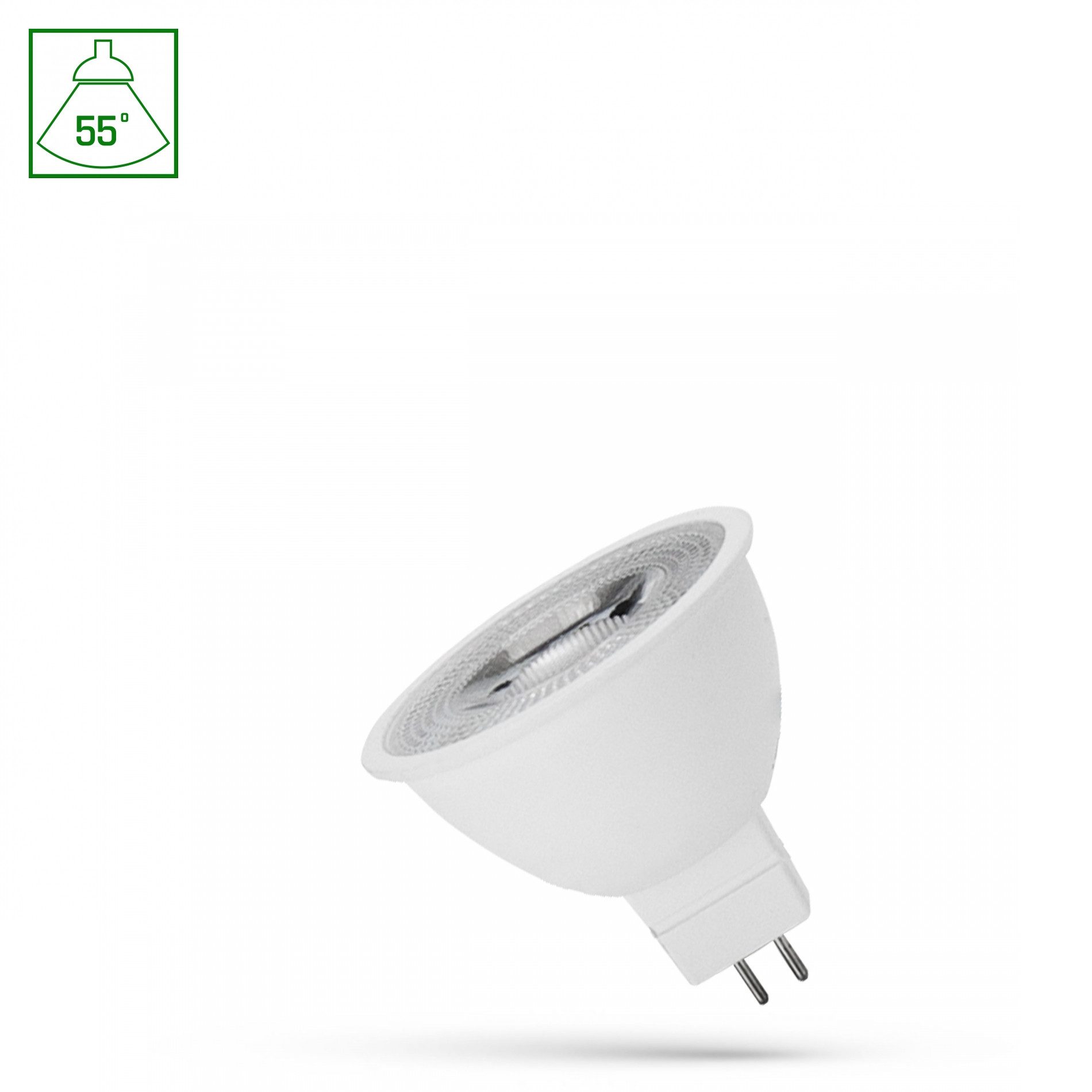 Spectrum LED-Leuchtmittel LED GU5,3 MR16 6W Reflektor 450lm 55° mit Linse weiß 12V Warm 3000K, GU5.3, Warmweiß, mit Linse