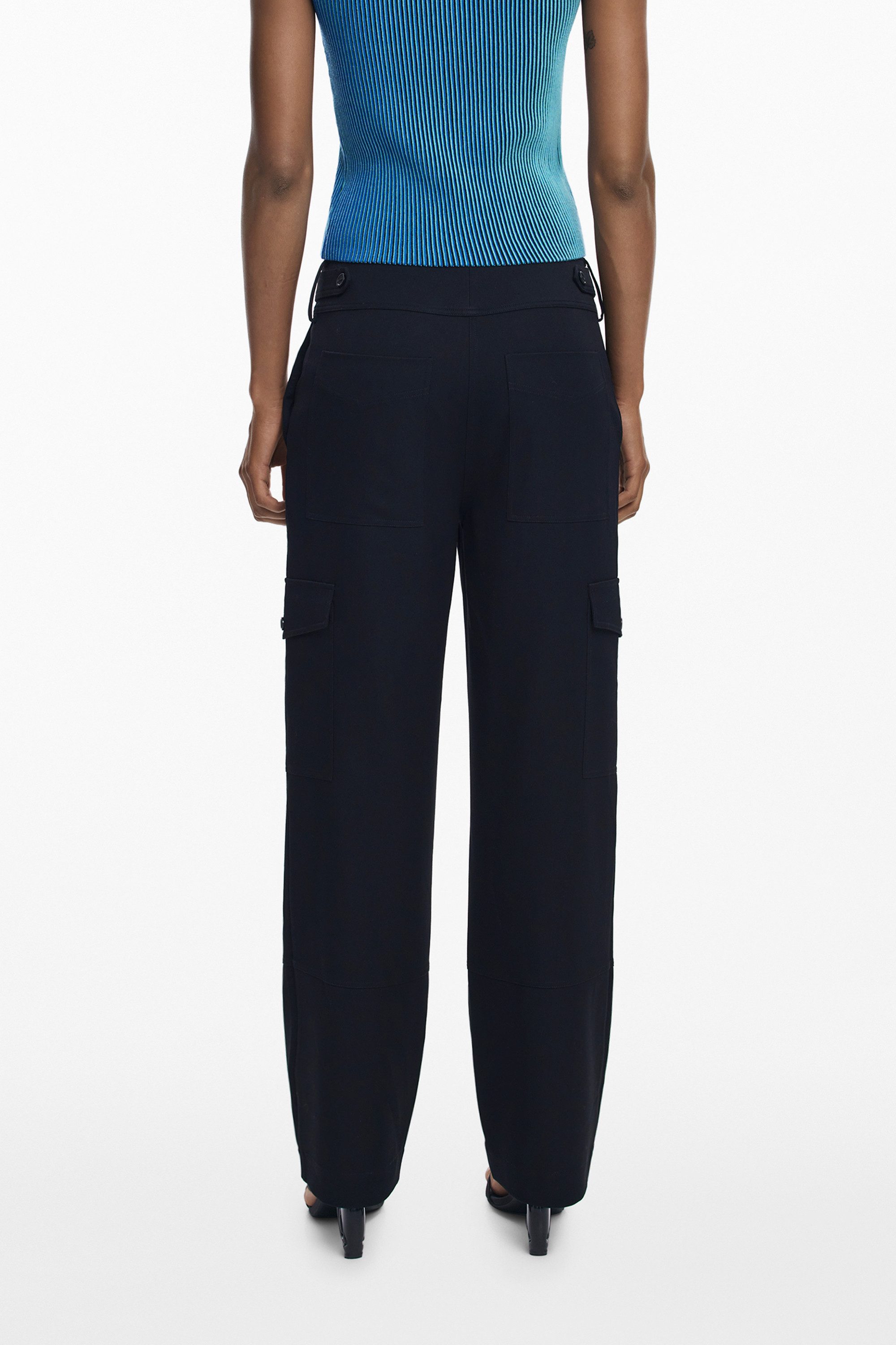 Desigual 5-Pocket-Hose Elegante Damen-Palazzohose in Schwarz mit Taschen und Reißverschluss