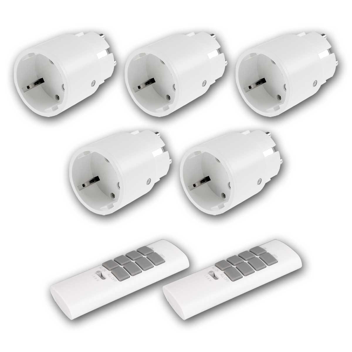 ChiliTec Funksteckdose 5er Set Funksteckdosen Pilota Casa Tiny 2x Fernbed