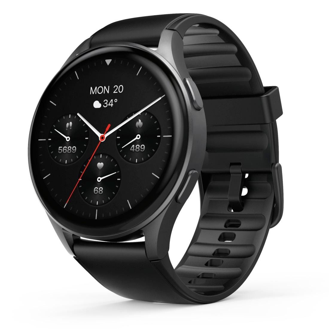 Hama Smartwatch 8900 (Telefonfunktion, GPS, wasserdicht IP68, Herzfrequenz) Smartwatch (3,63 cm/1,43 Zoll) grau|schwarz