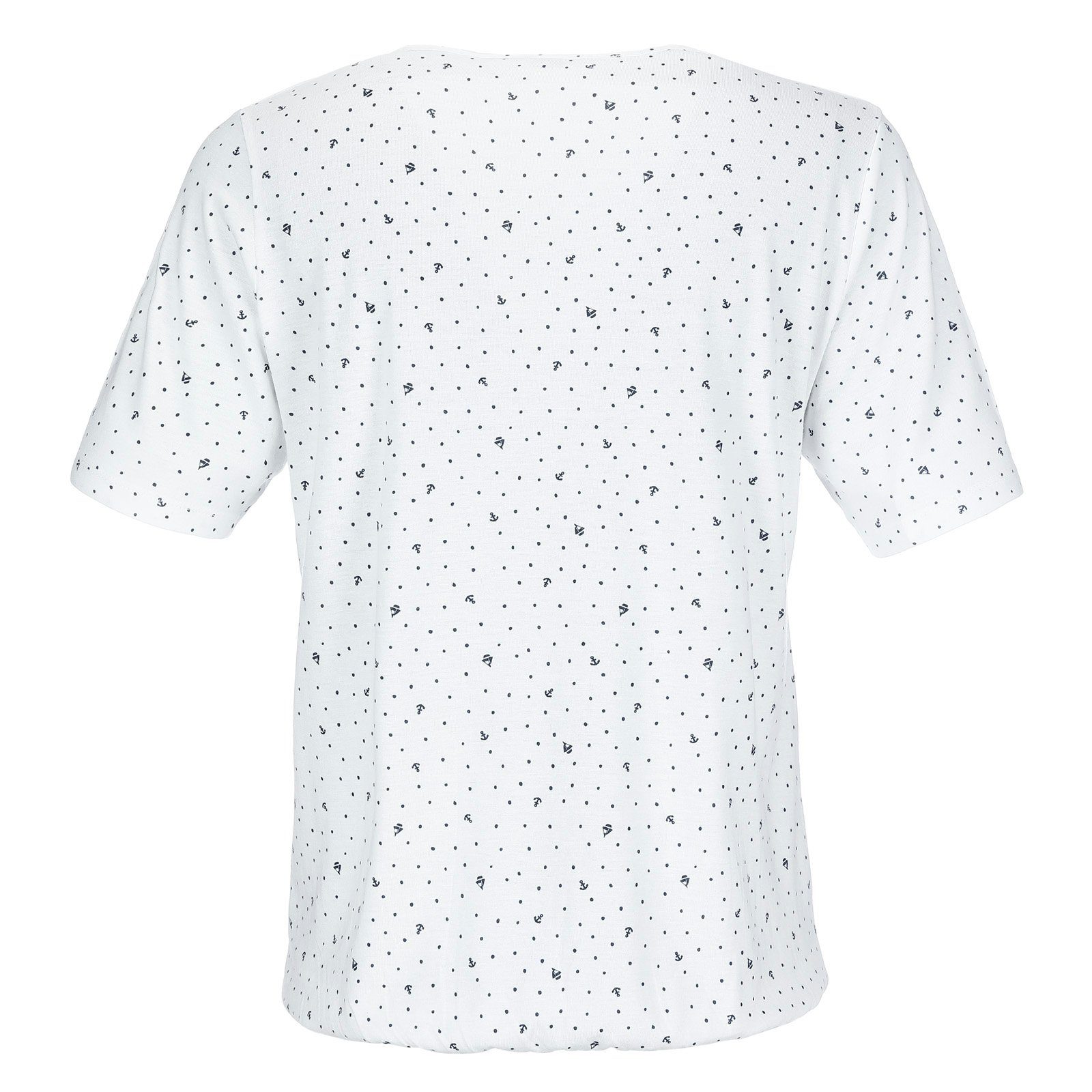 modAS T-Shirt 40208 Damen Kurzarm Basic-Shirt Maritim mit Punkte-Anker-Schiffchen-Print