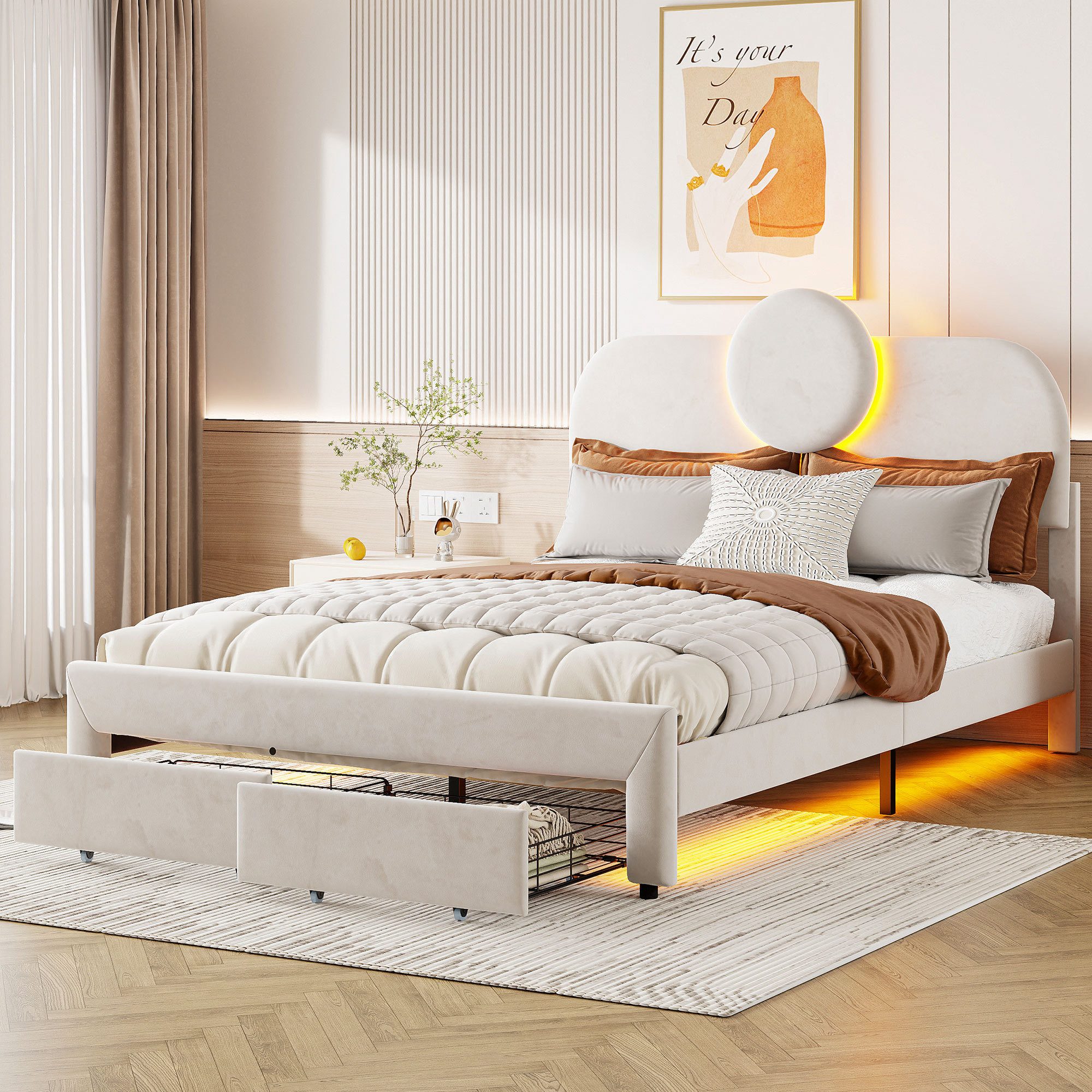 Furnishings Home Stauraumbett Polsterbett Doppelbett (Sehr gut geeignet für günstig online kaufen