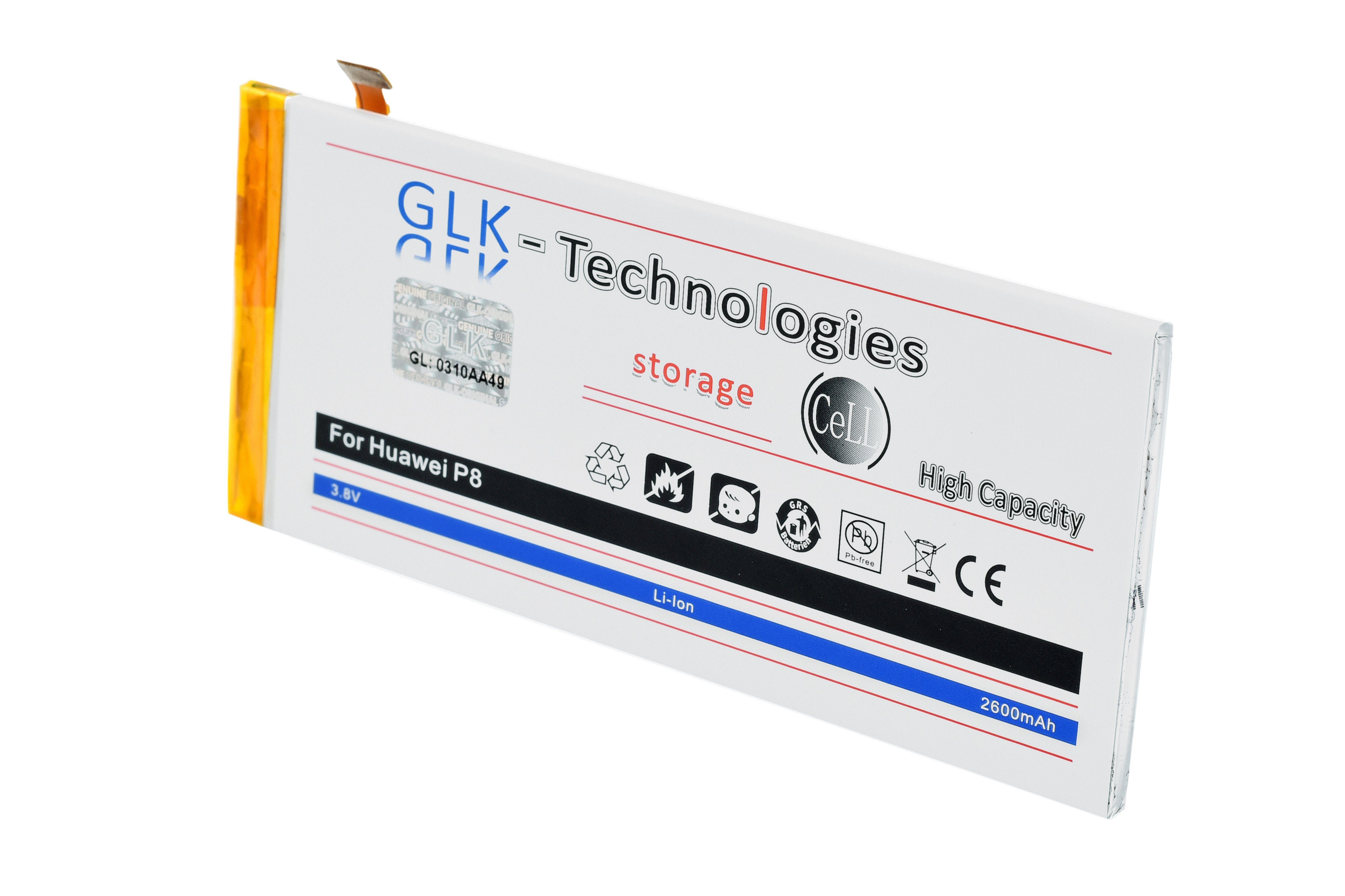 GLK-Technologies High Power Ersatzakku kompatibel 2600 Set mAh accu, P8 Battery, GLK-Technologies (3.8 mAh Kit inkl. Original mit V) HB3447A9EBW, Werkzeug 2600 Akku, Huawei Smartphone-Akku