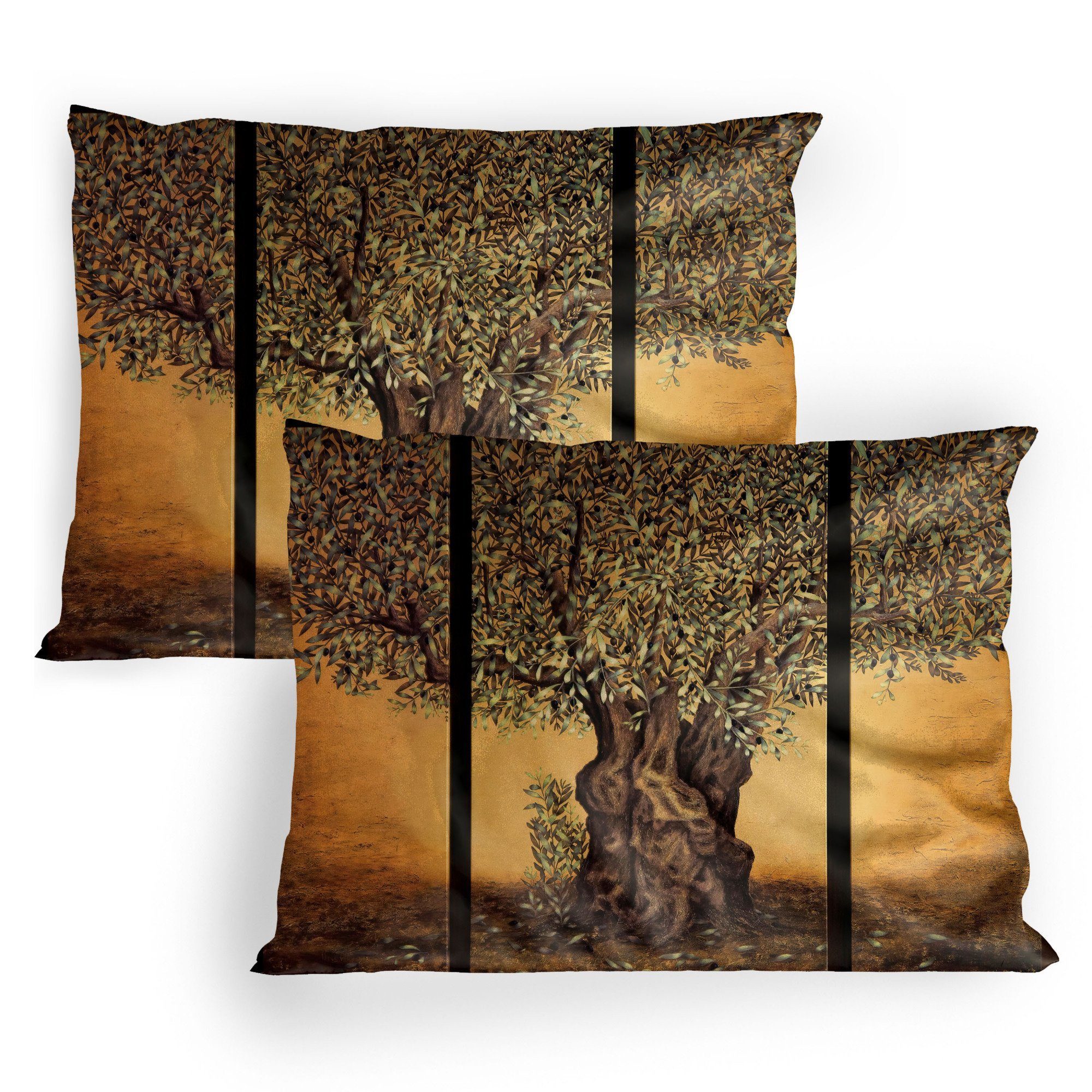 Kissenbezüge Dekorativer Standard Gedruckter Kissenbezug, Abakuhaus (2 Stück), Bunt Griechenland Olivenbäume