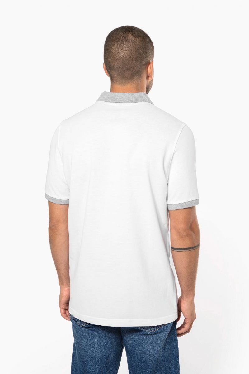 Kariban Langarm-Poloshirt Zweifarbiges Piqué-Polohemd für Herren