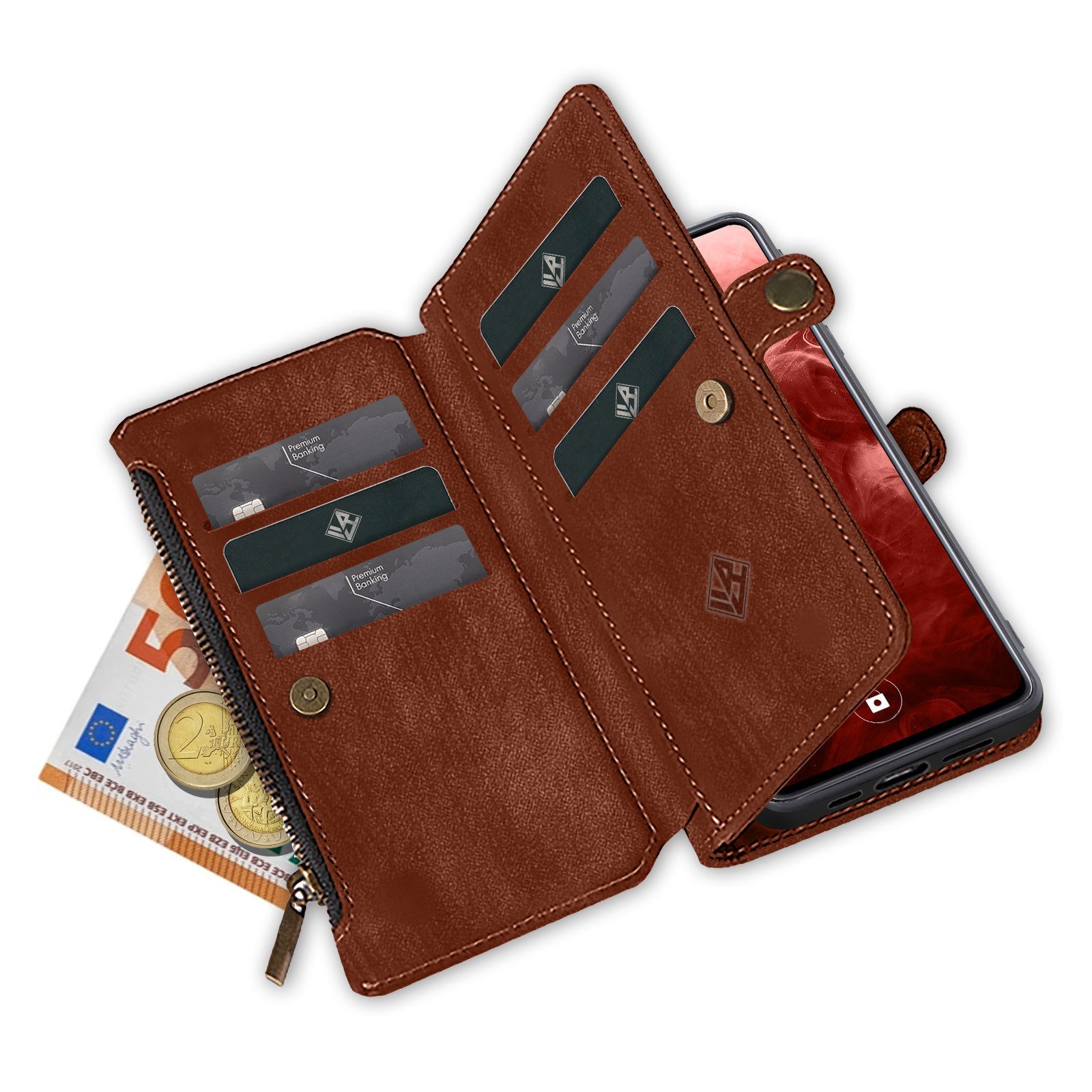 Tec-Expert Handyhülle Geldbörse Hülle mit RFID Schutz für Apple iPhone 17 Pro Max, Klapphülle Cover Case mit Kartenfach Geldfach Münzfach – Bild 5 von 5