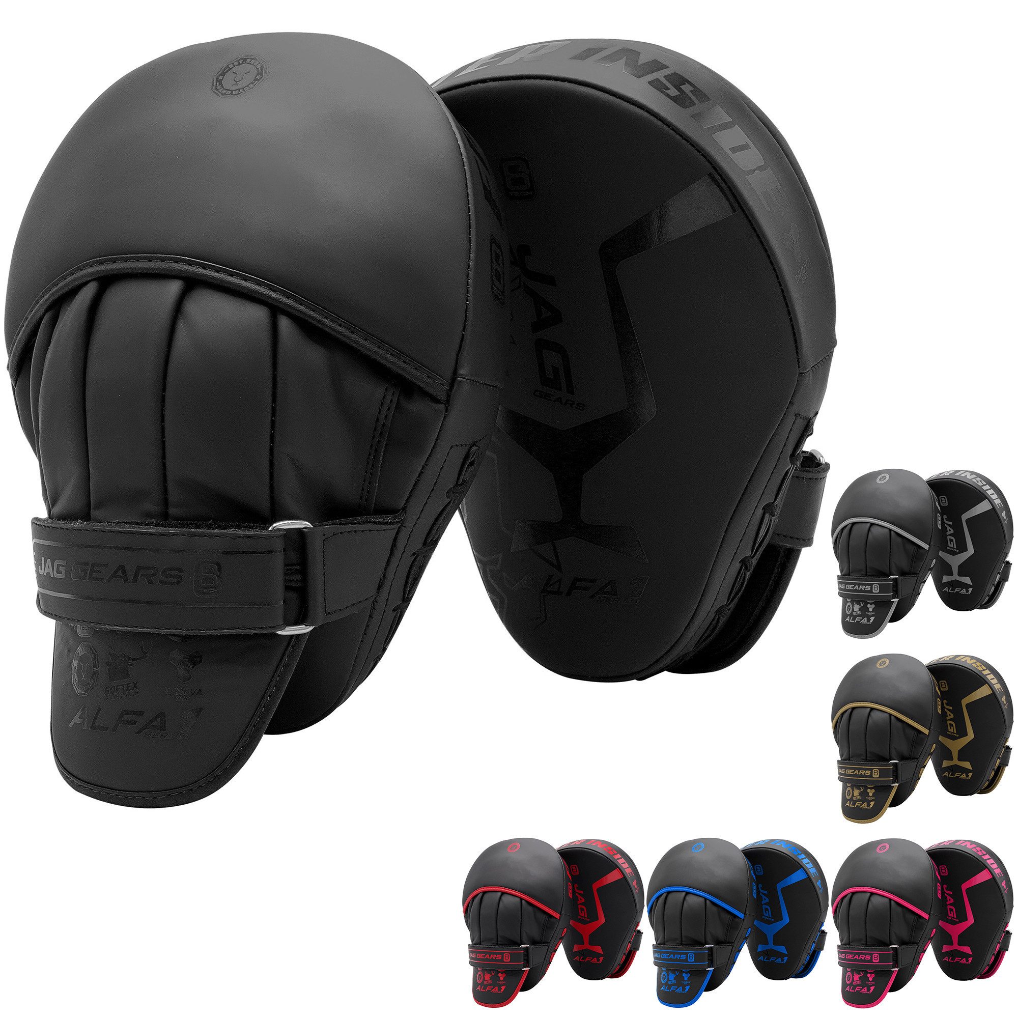 JAG GEARS Pratze Handpratzen Boxpads Schlagpolster MMA Kickboxen Muay Thai, Focus Mitts, Hochwertiges Leder, hochdichte Polsterung und ergonomischer Griff