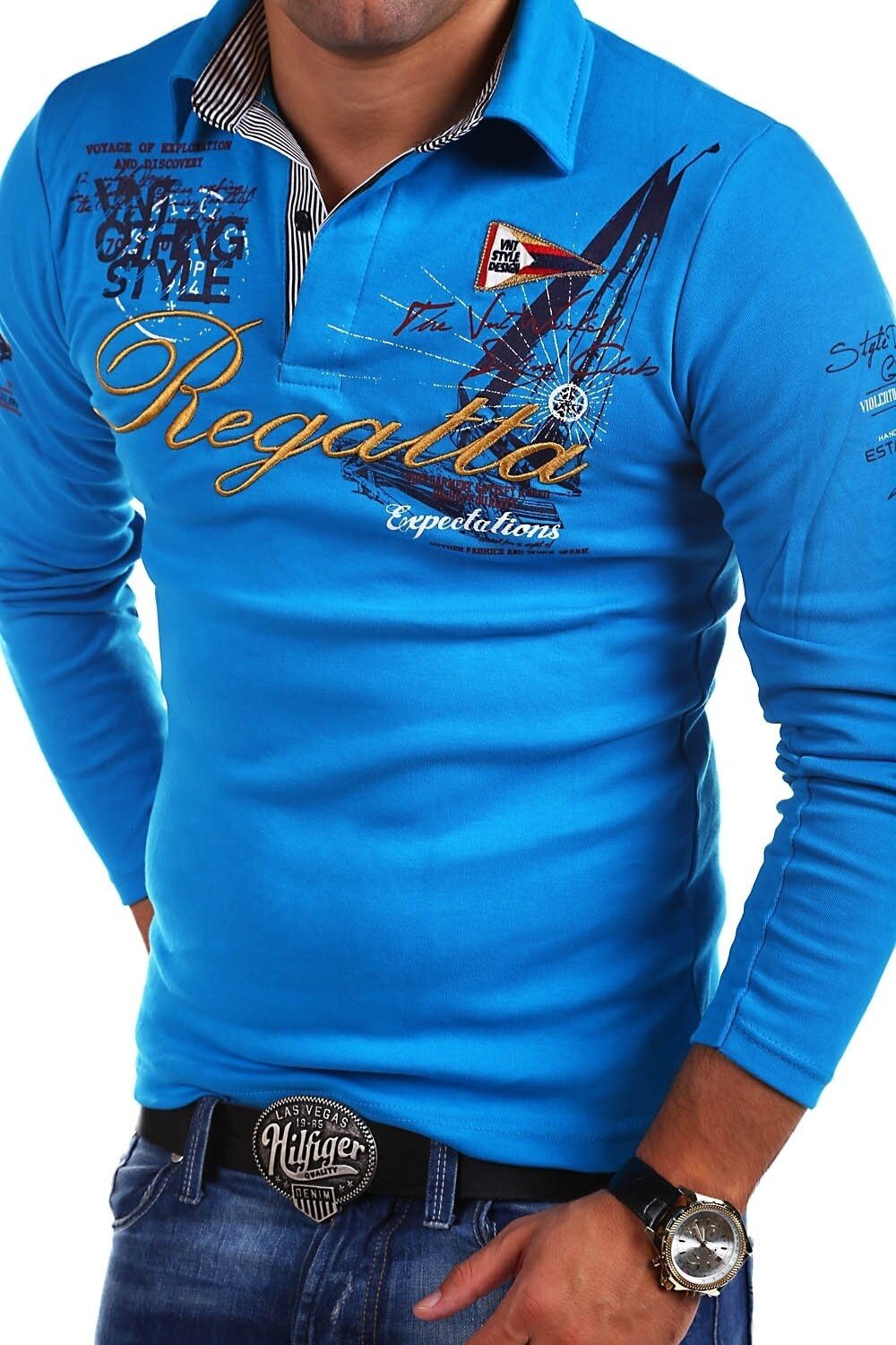 behype Poloshirt "REGATTA", mit langen Ärmeln günstig online kaufen