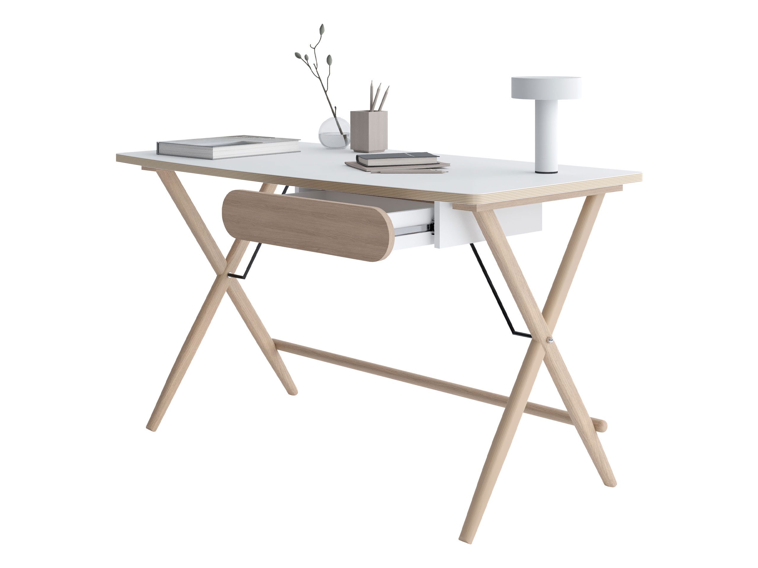 MIRJAN24 Schreibtisch Match 1S MW01 (mit Schublade), 135x67x77 cm, Holzbeine