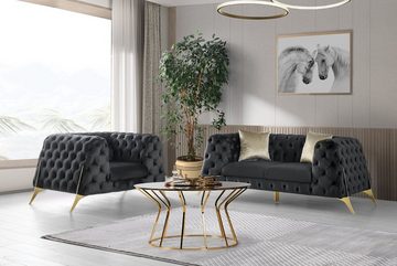 Polsterei Marya Chesterfield-Sofa MIAMI LARA 38, SET, Elegant DESIGN Hochwertiges, PREMIUM Chesterfield Sofagarnitur 3+2+1 Sitzer, Handgemacht in Berlin, BESTSELLER, Bezugsqualitäten Garantierte