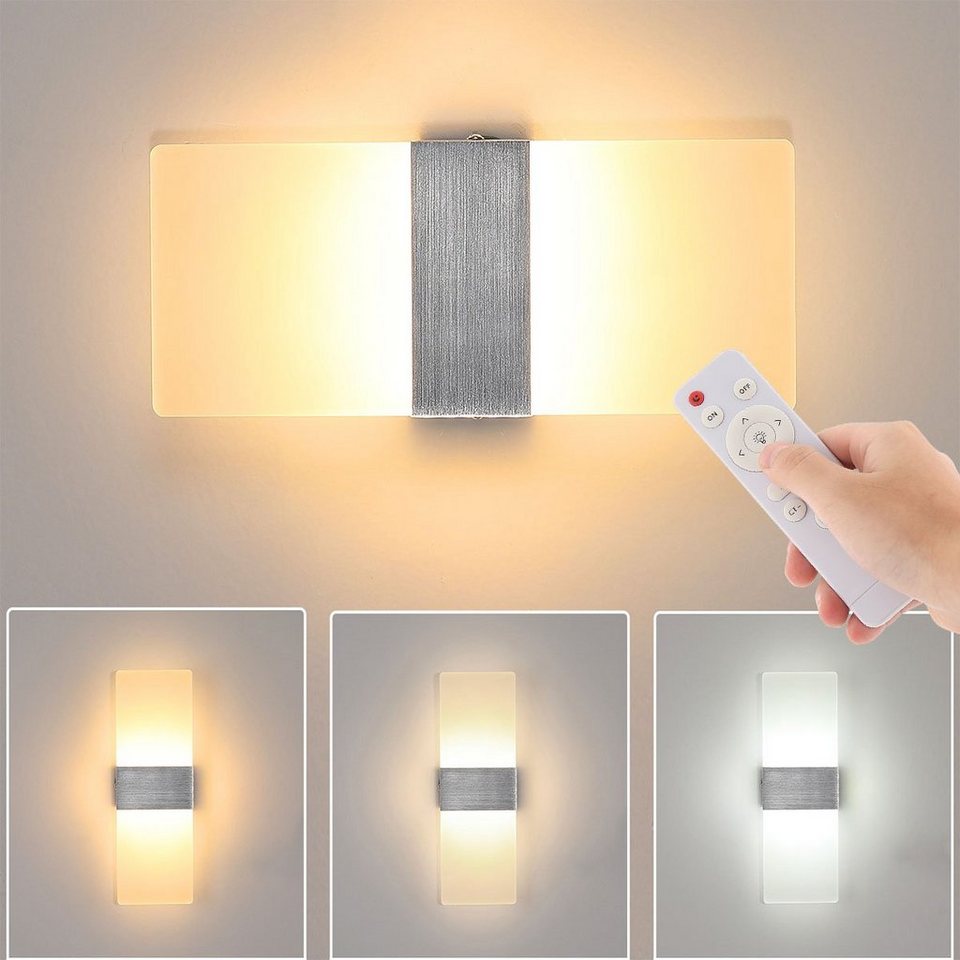 LETGOSPT LED Wandleuchte 12W Modern Wandleuchte Innen LED Wandlampe aus  Acryl Mit Fernbedienug, LED fest integriert, Kaltweiß/Naturweiß/Warmweiß,  Wandleuchten für Wohnzimmer / Schlafzimmer / Treppenhaus / Flur