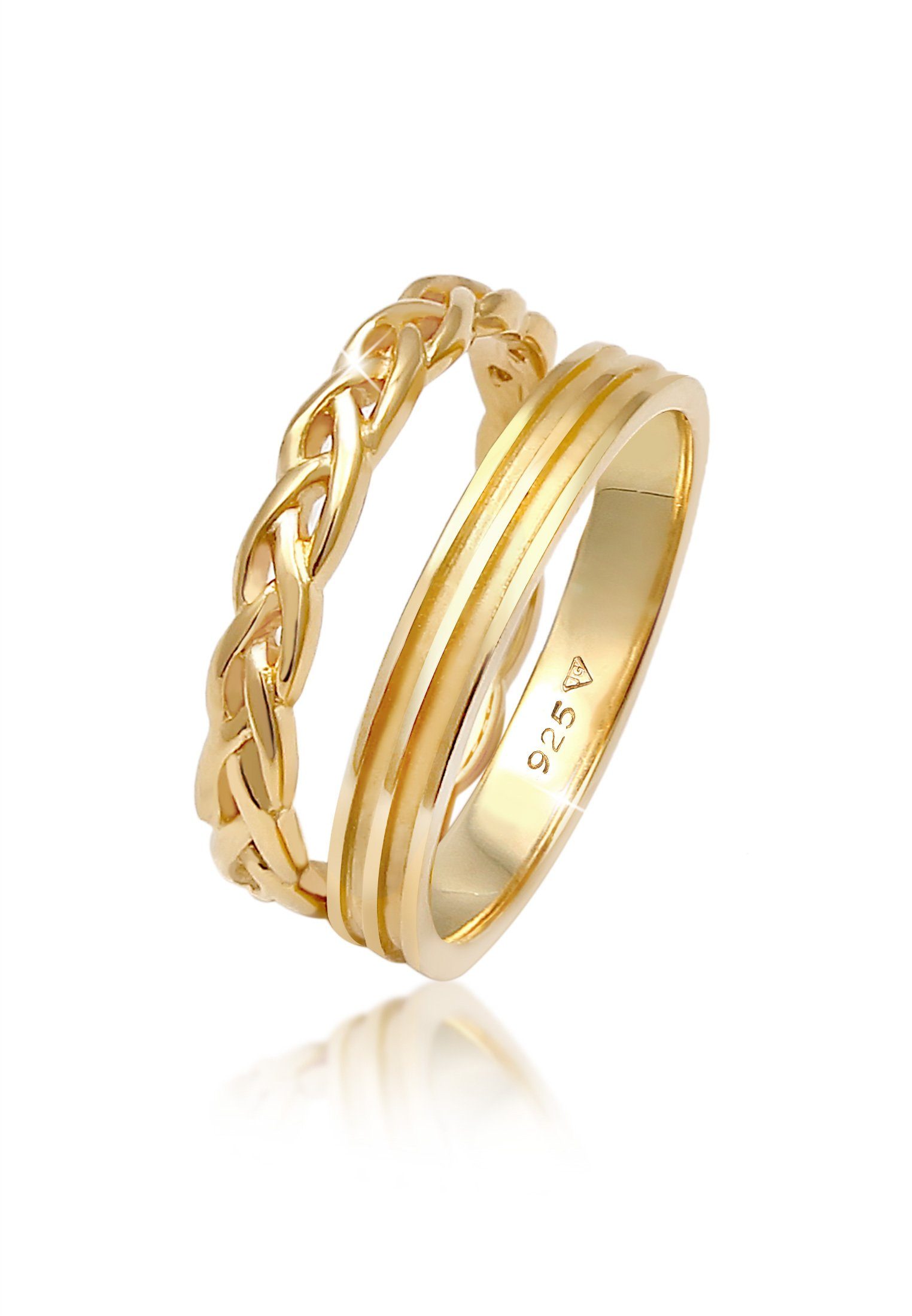 Ring-Set Bandring Basic Zopf Knoten (2 tlg) 925 Silber