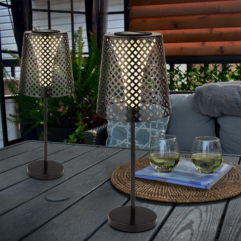 für LED Solartischlampe LED etc-shop Außen-Stehlampe, Außen Solar Balkon Solar Garten Warmweiß, inklusive, Tischleuchte Leuchtmittel