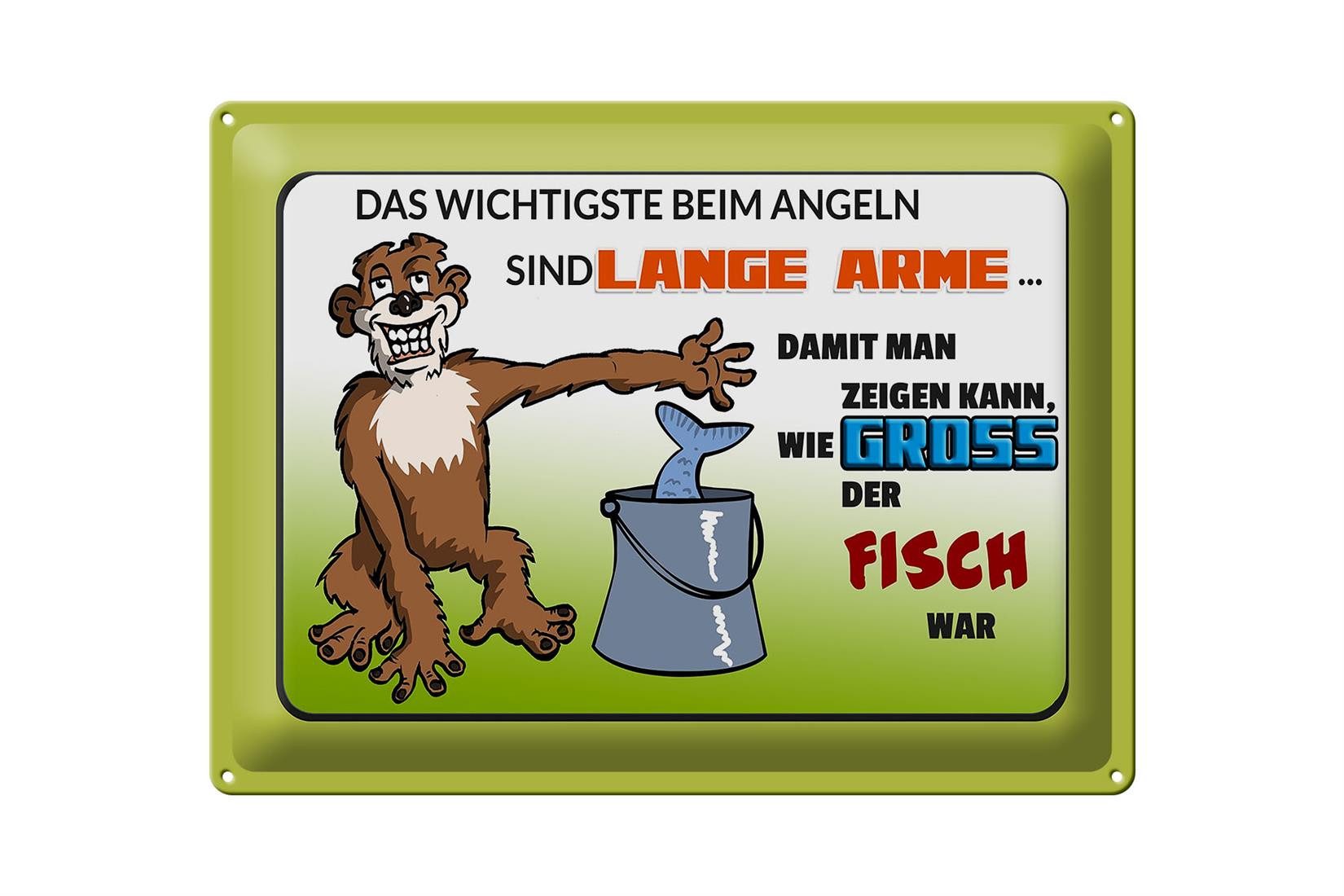 Metallschild Spruch 40x30cm das Wichtigste beim Angeln lange