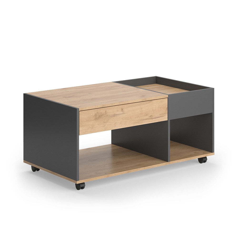 Vicco Beistelltisch Maik, Goldkraft Eiche/Anthrazit, 110 x 60 cm mit Schublade (1-St)