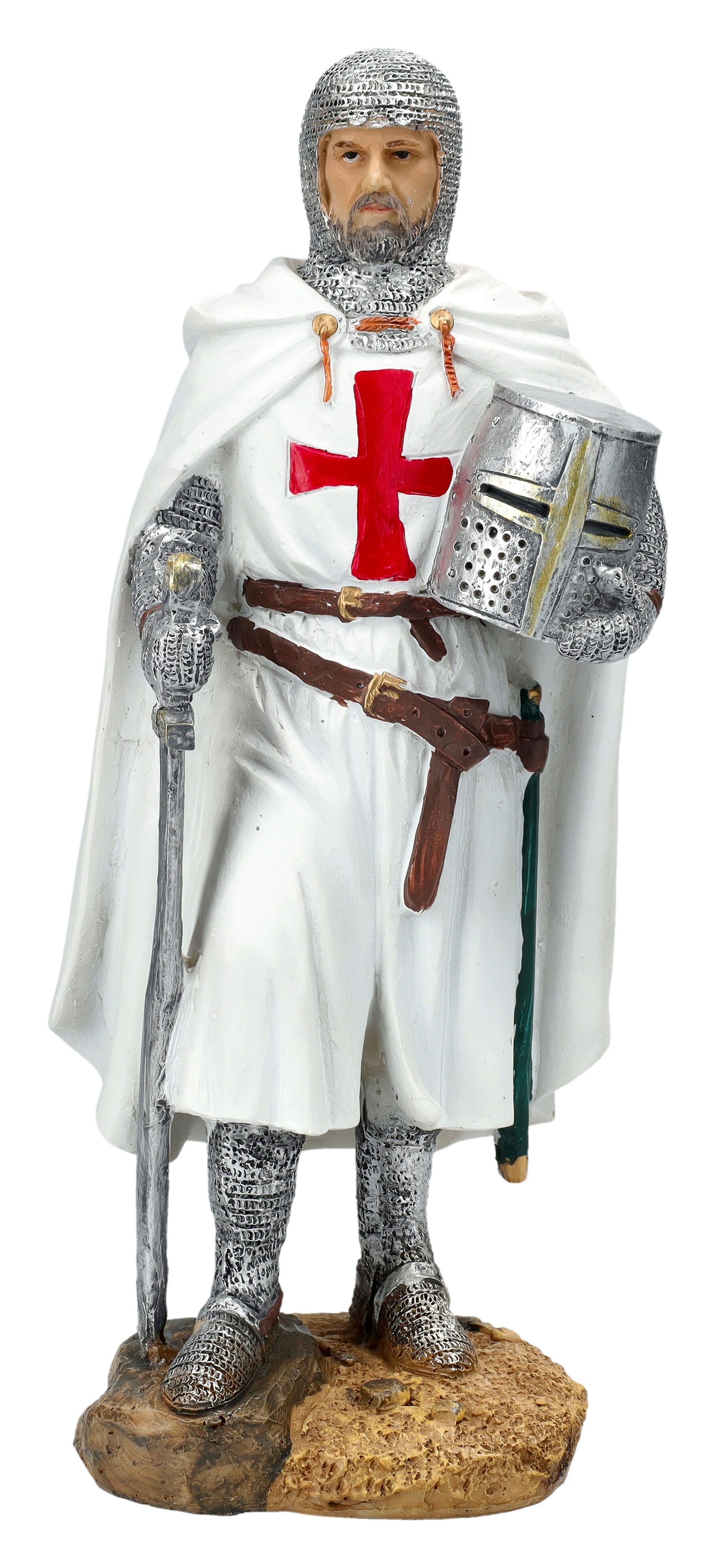 Figuren Shop GmbH Dekofigur Tempelritter Figur – Ritter Statue mit Helm 26 cm Sammler Dekofigur