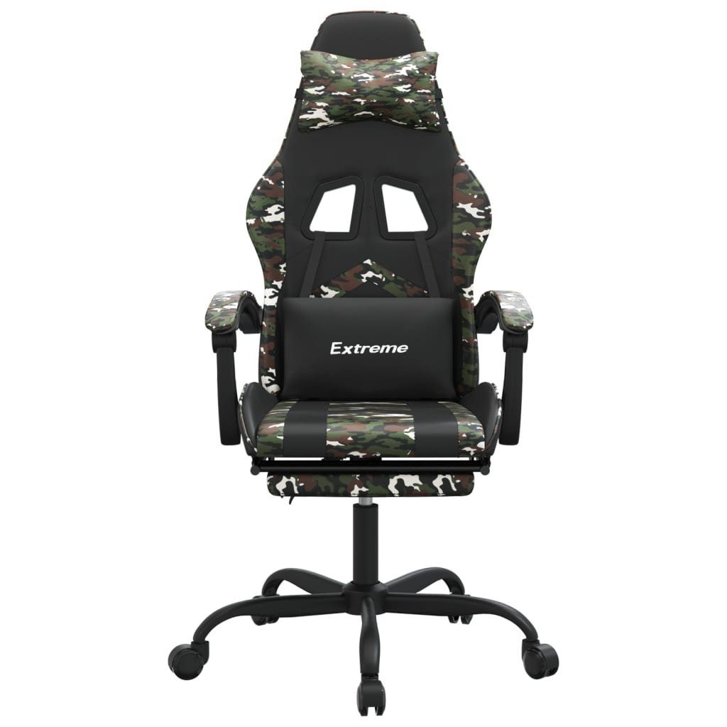 vidaXL Gaming-Stuhl Gamingstuhl mit Fußstütze Drehbar Schwarz Tarnfarben Kunstleder (1 St)