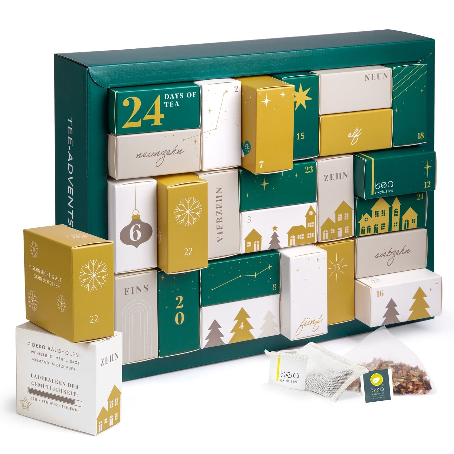 tea exclusive Tee Erlebnis Tee Adventskalender 2026, Tee in Pyramidenbeutel