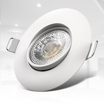 B.K.Licht LED Einbauleuchte, LED fest integriert, Warmweiß, Einbauspots, schwenkbar, IP23, ultra-flach, Deckenspots, warmweiß