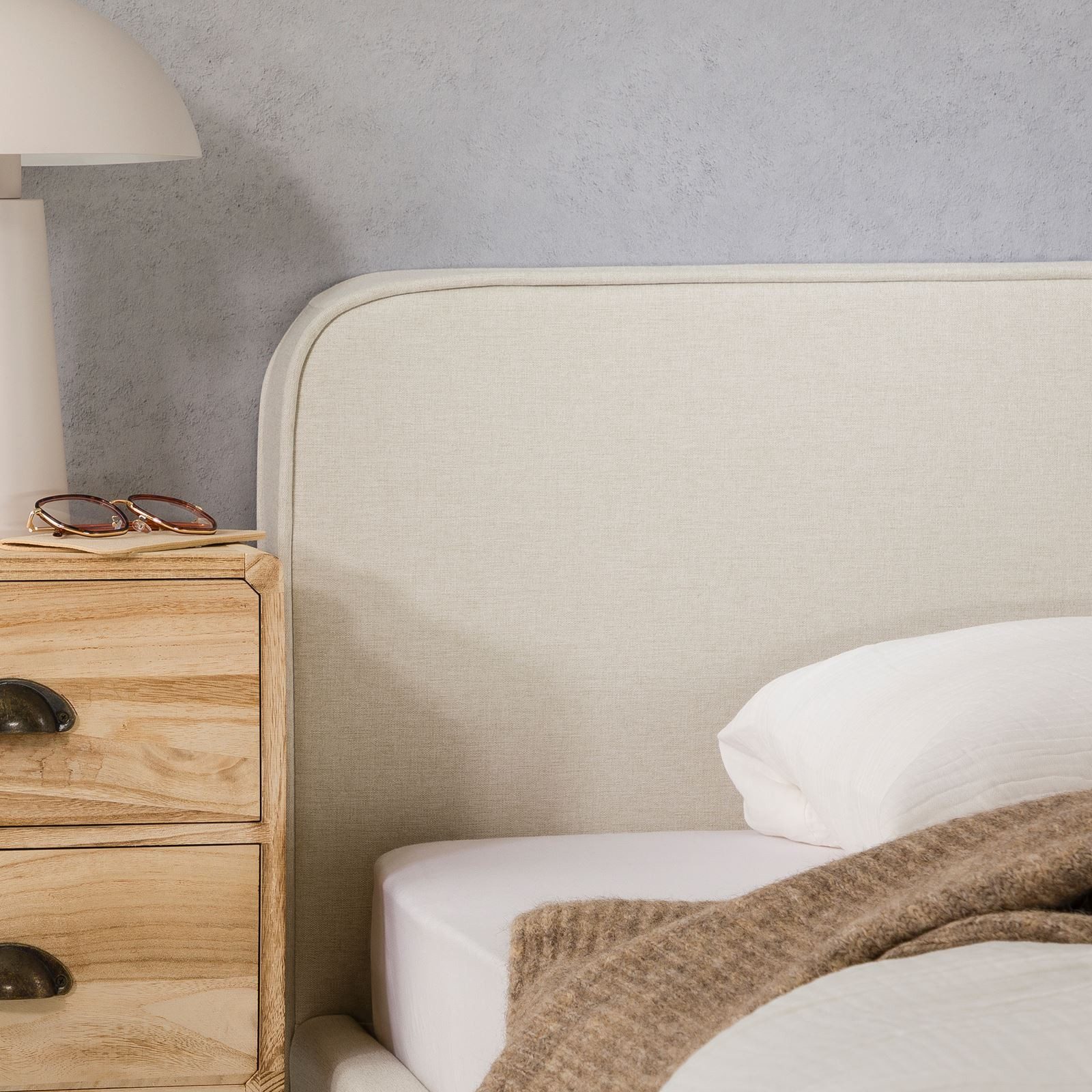 IDIMEX Polsterbett MARINI, Bett 90x200 cm mit Lattenrost Einzelbett mit Kopfteil Stoffbezug creme
