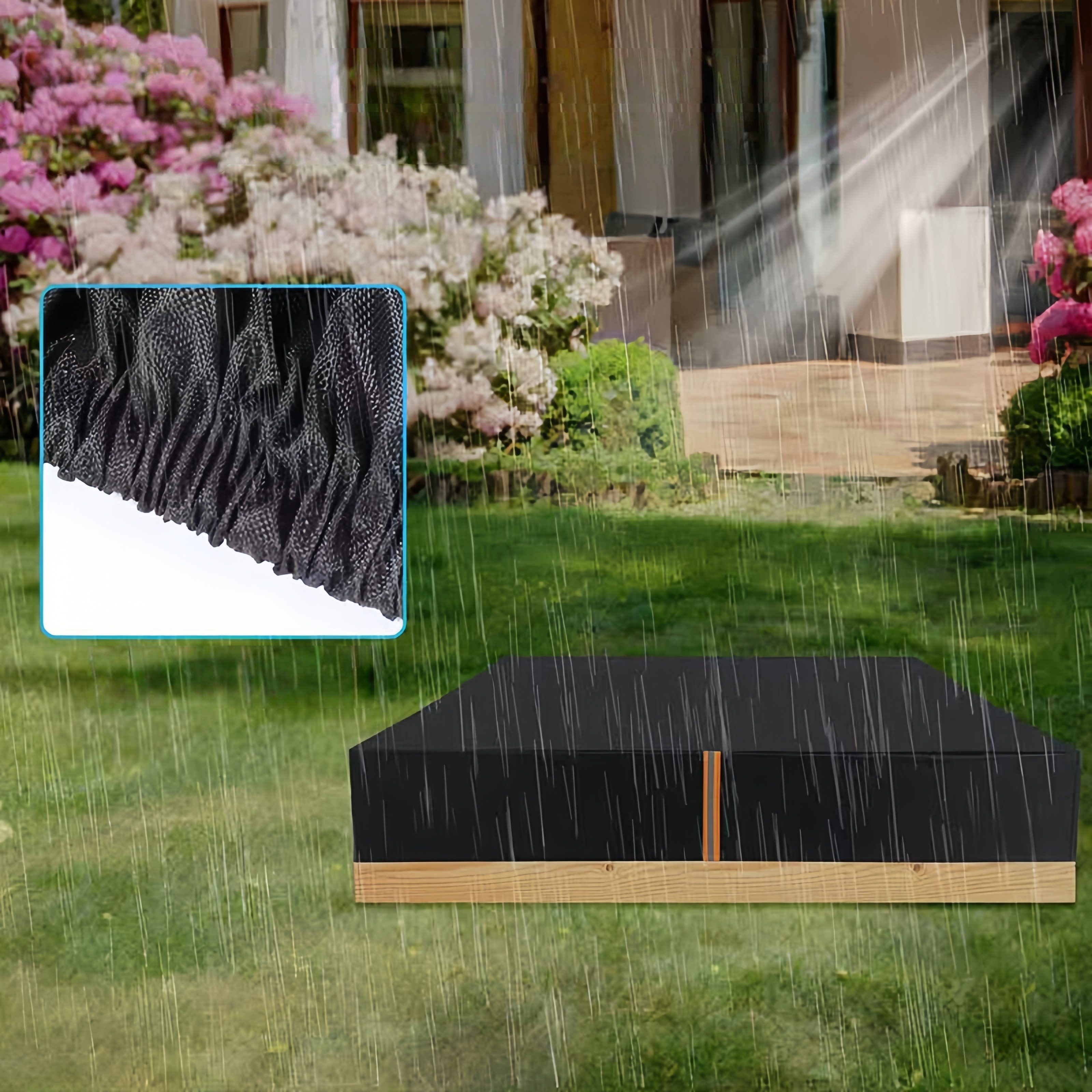 FOUORTUNATE-BEE Sandkasten-Abdeckplane Sandkasten Abdeckung 150x150x20 cm wasserdicht mit Kordel, Für Sandkasten Pool Gartenmöbel Schutz vor Regen Staub Tiere