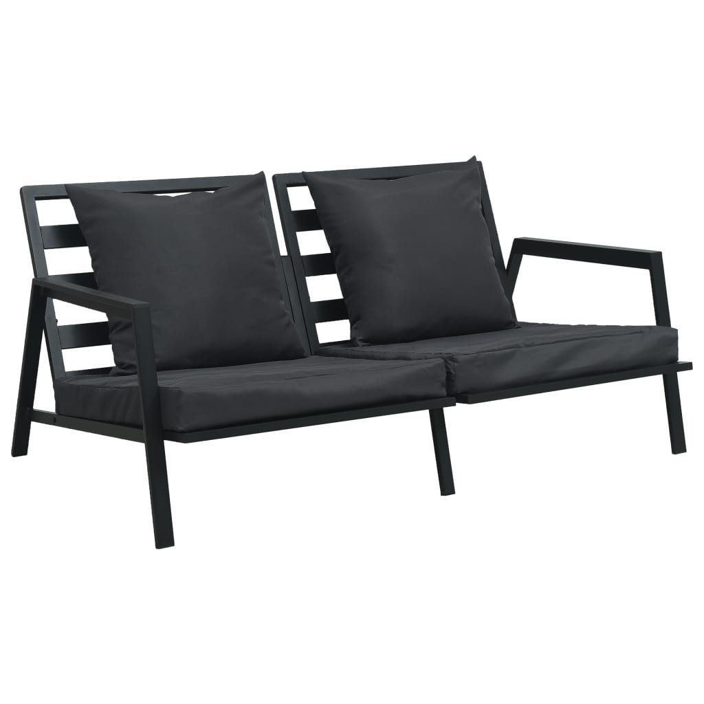 vidaXL Gartenlounge-Set, 4-tlg. Lounge Set mit Auflagen Aluminium Dunkelgrau