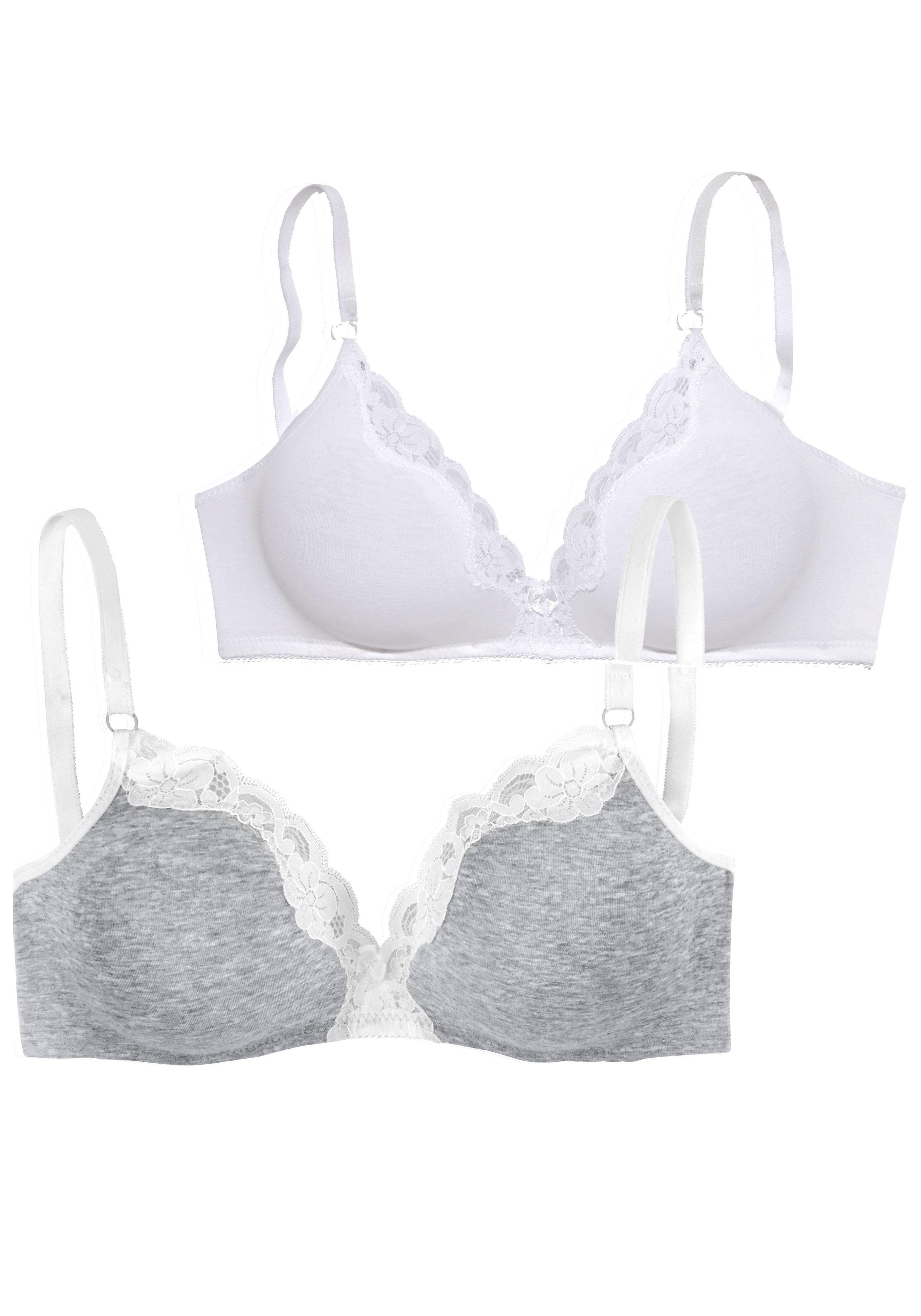 petite fleur by Lascana Bralette-BH (Packung, 2 Stück) ohne Bügel aus Baumwolle mit Spitze, bequemer BH – Bild 2 von 5