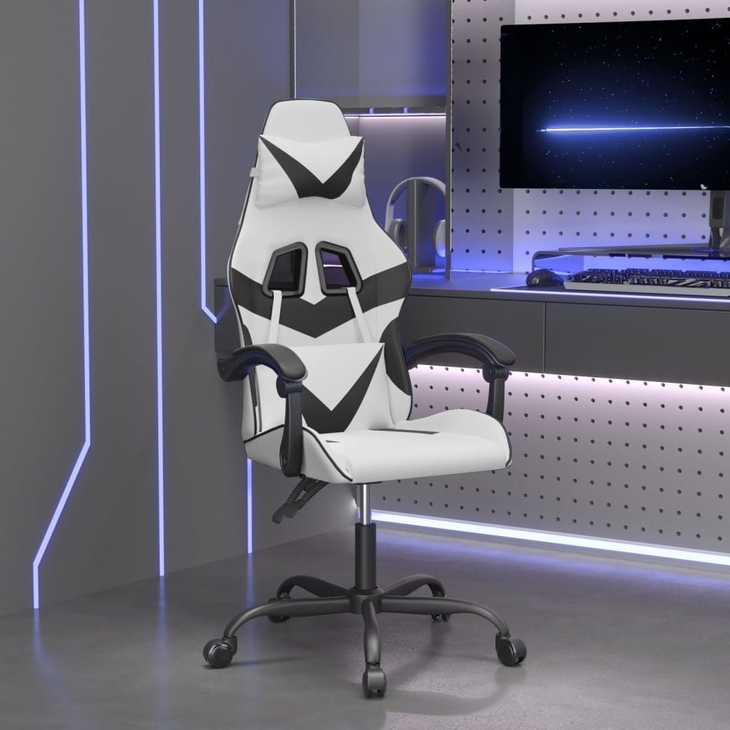 vidaXL Gaming-Stuhl Gaming-Stuhl Drehbar Weiß und Schwarz Kunstleder (1 St)