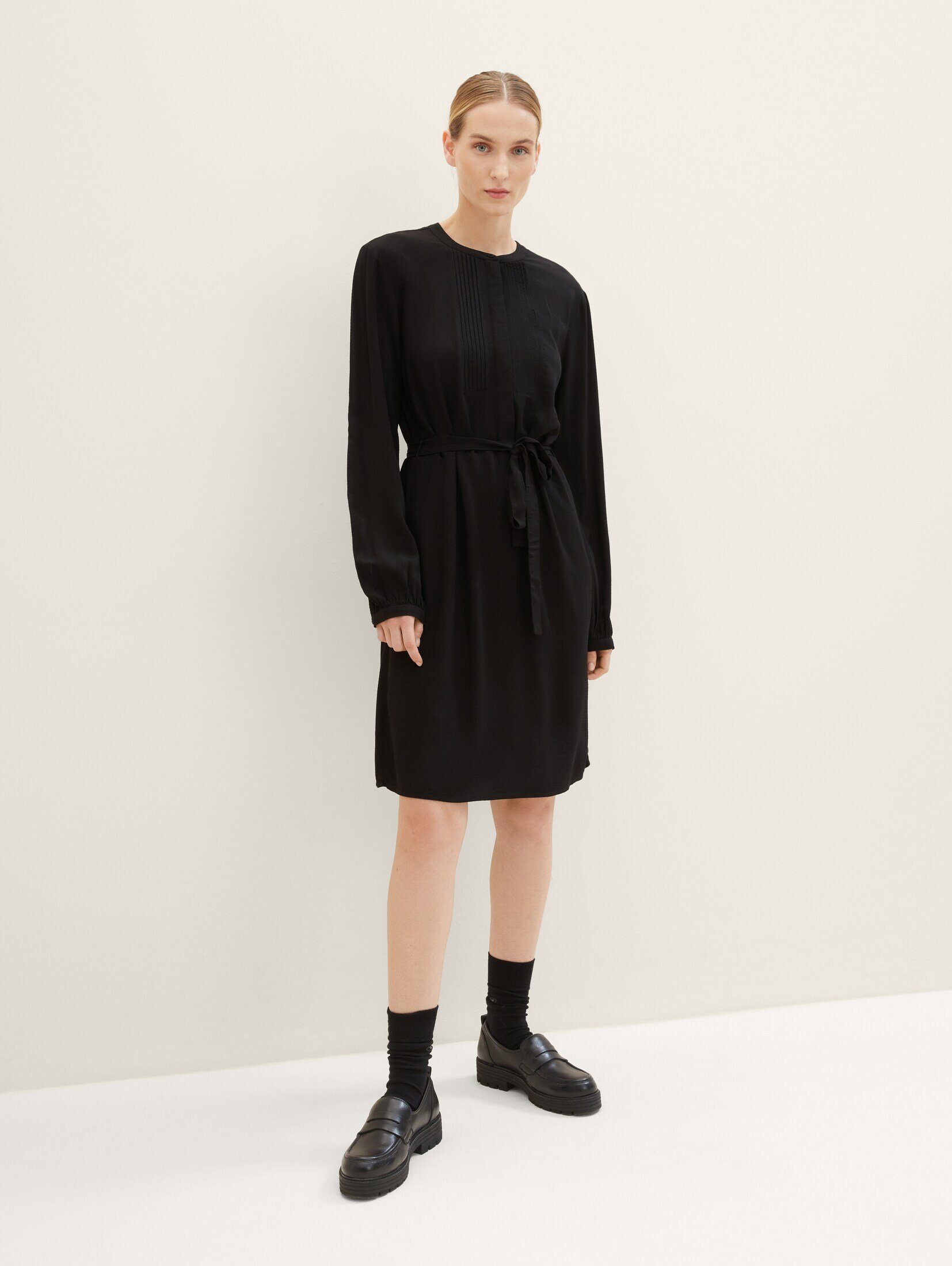 TOM TAILOR Jerseykleid Kleid mit deep black Struktur