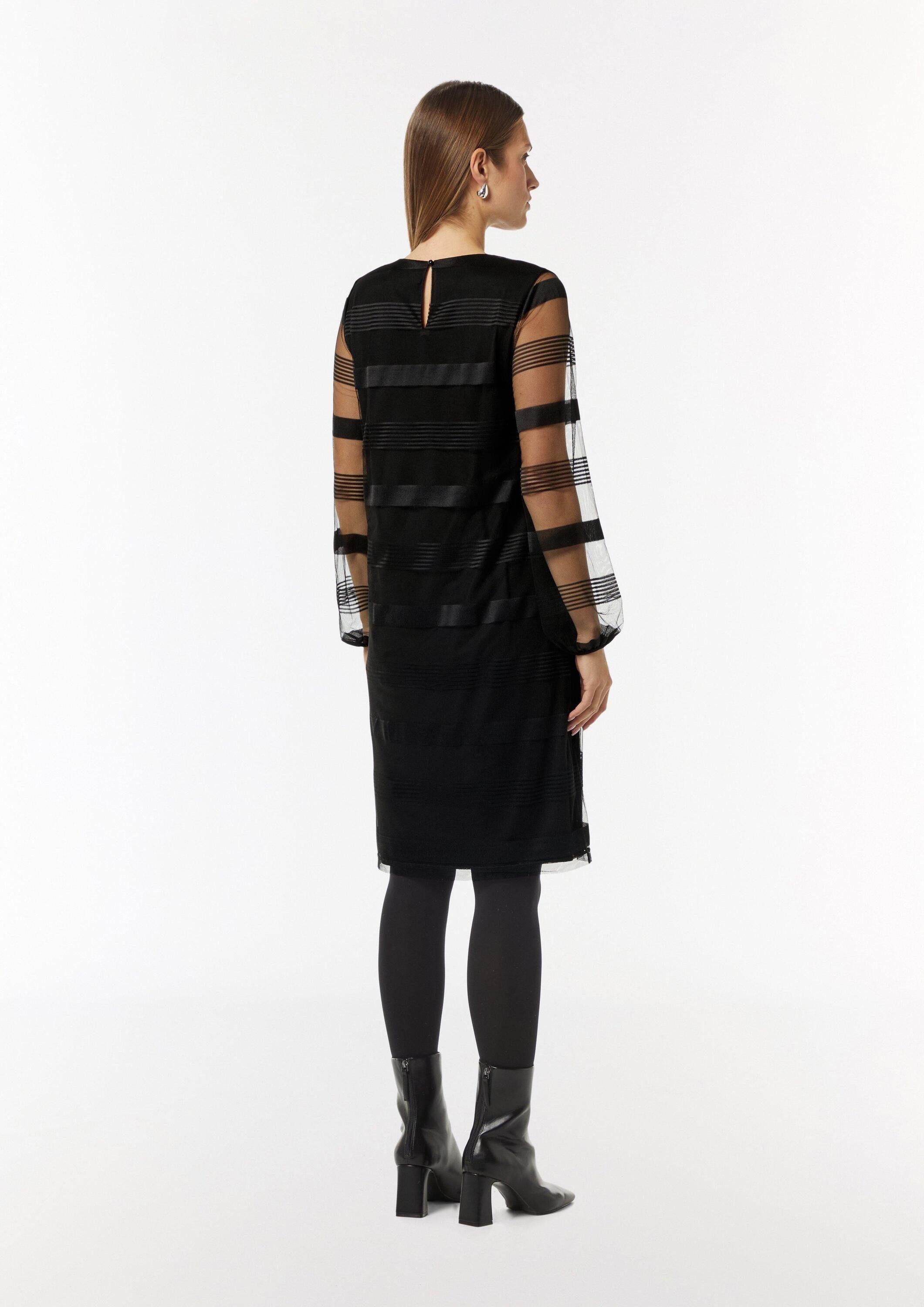 comma Minikleid Kleid Gestreiftes Mesh-Kleid