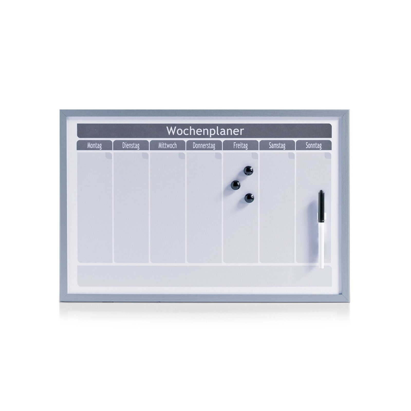 Zeller Present Memoboard Wochenplaner Magnettafel, (Stück, 1-tlg., 1 Tafel, 3 Magnete, 1 Marker, inkl. Befestigungsmaterial), Memoboard Pinnwand Schreibtafel